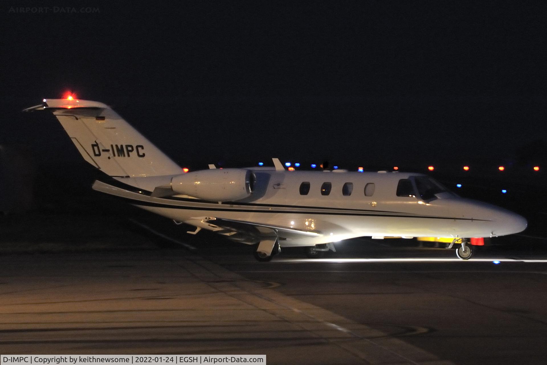 D-IMPC, 1996 Cessna 525 CitationJet CJ1 C/N 525-0126, Leaving Norwich for Hamburg.