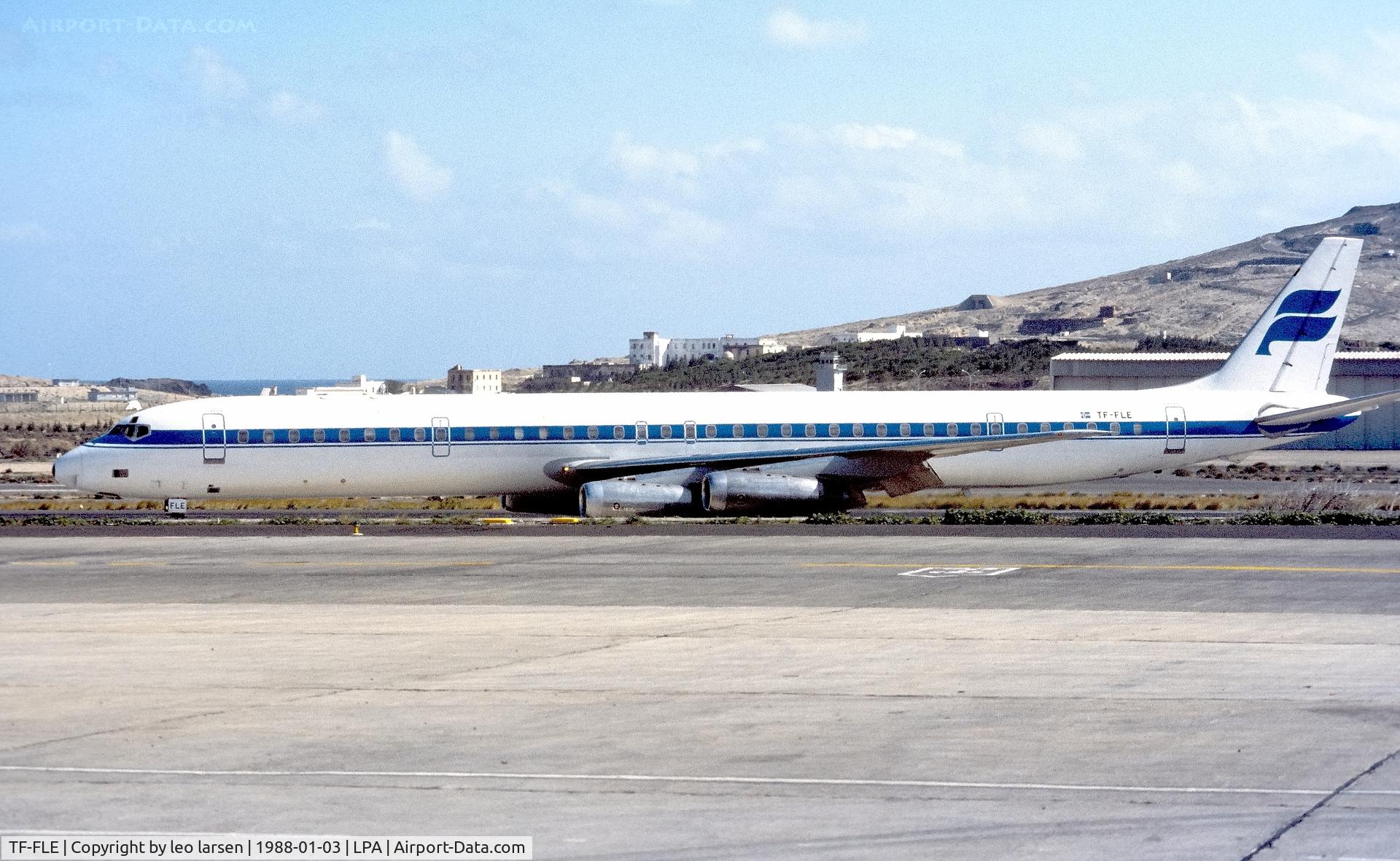 TF-FLE, 1968 Douglas DC-8-63 C/N 46042, Las Palmas 3.1.1988