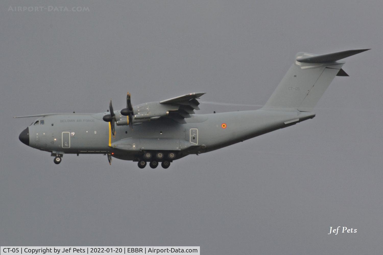 CT-05, 2021 Airbus A400M-180 Atlas C/N 116, CT-05 final at Brussels Airport.