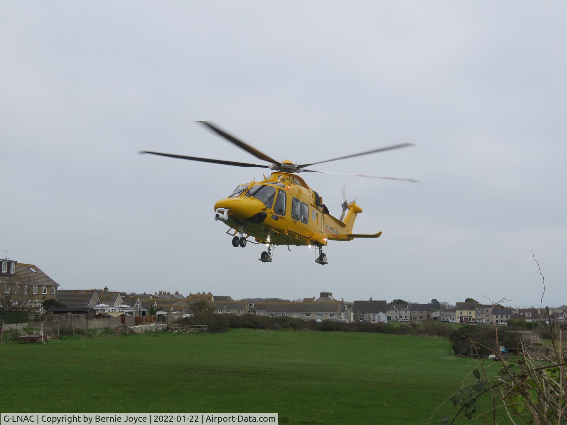 G-LNAC, 2016 Leonardo AW-169 C/N 69023, Responding to an emergency at Weston, Portland, Dorset on Saturday 22nd January 2022