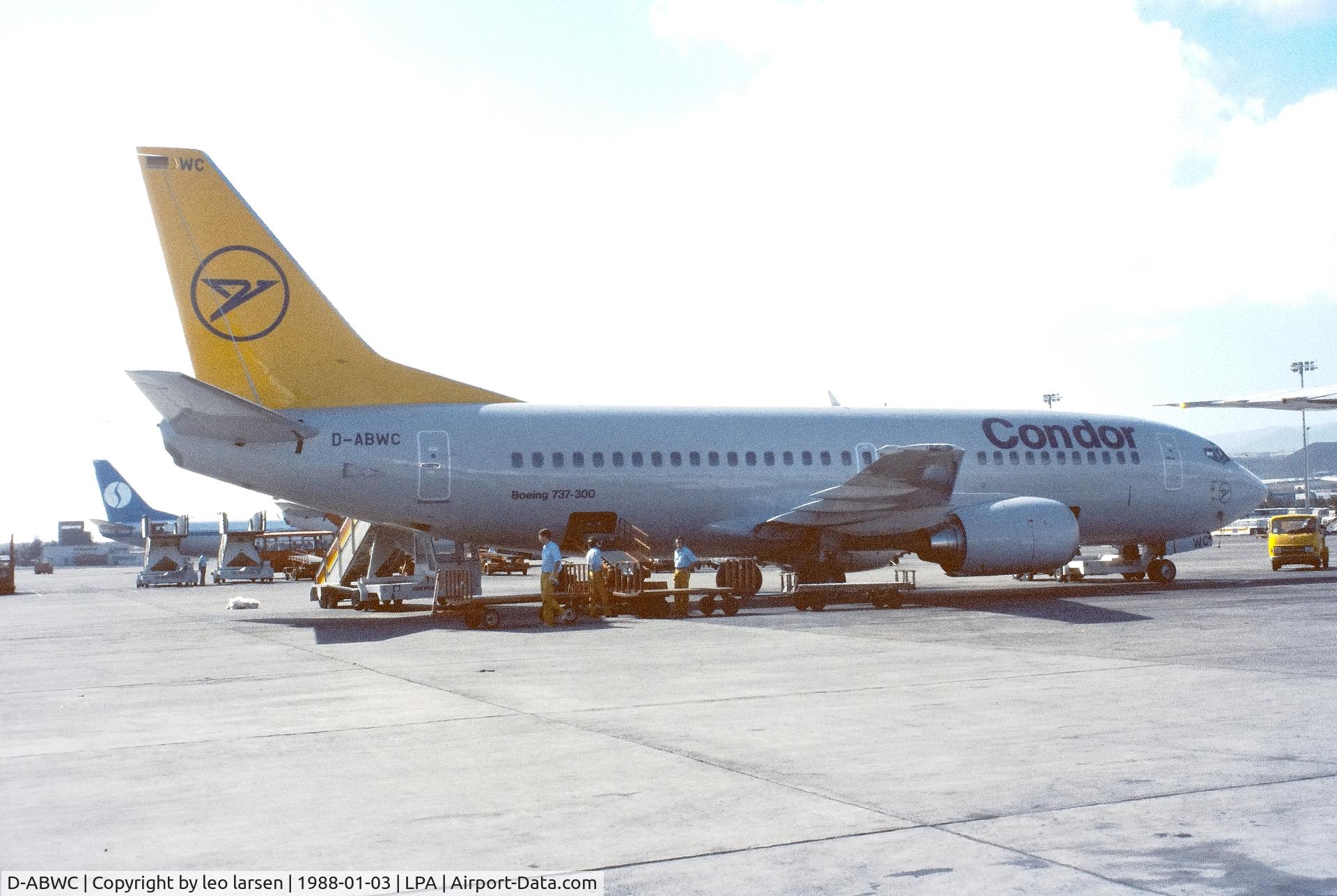 D-ABWC, 1987 Boeing 737-330 C/N 23835, Las Palmas 3.1.1988