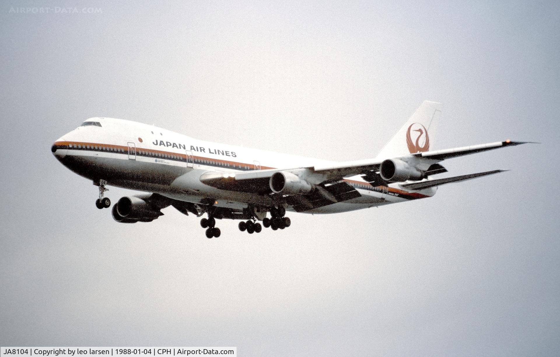 JA8104, 1971 Boeing 747-246B C/N 19823, Copenhagen 4.1.1988
