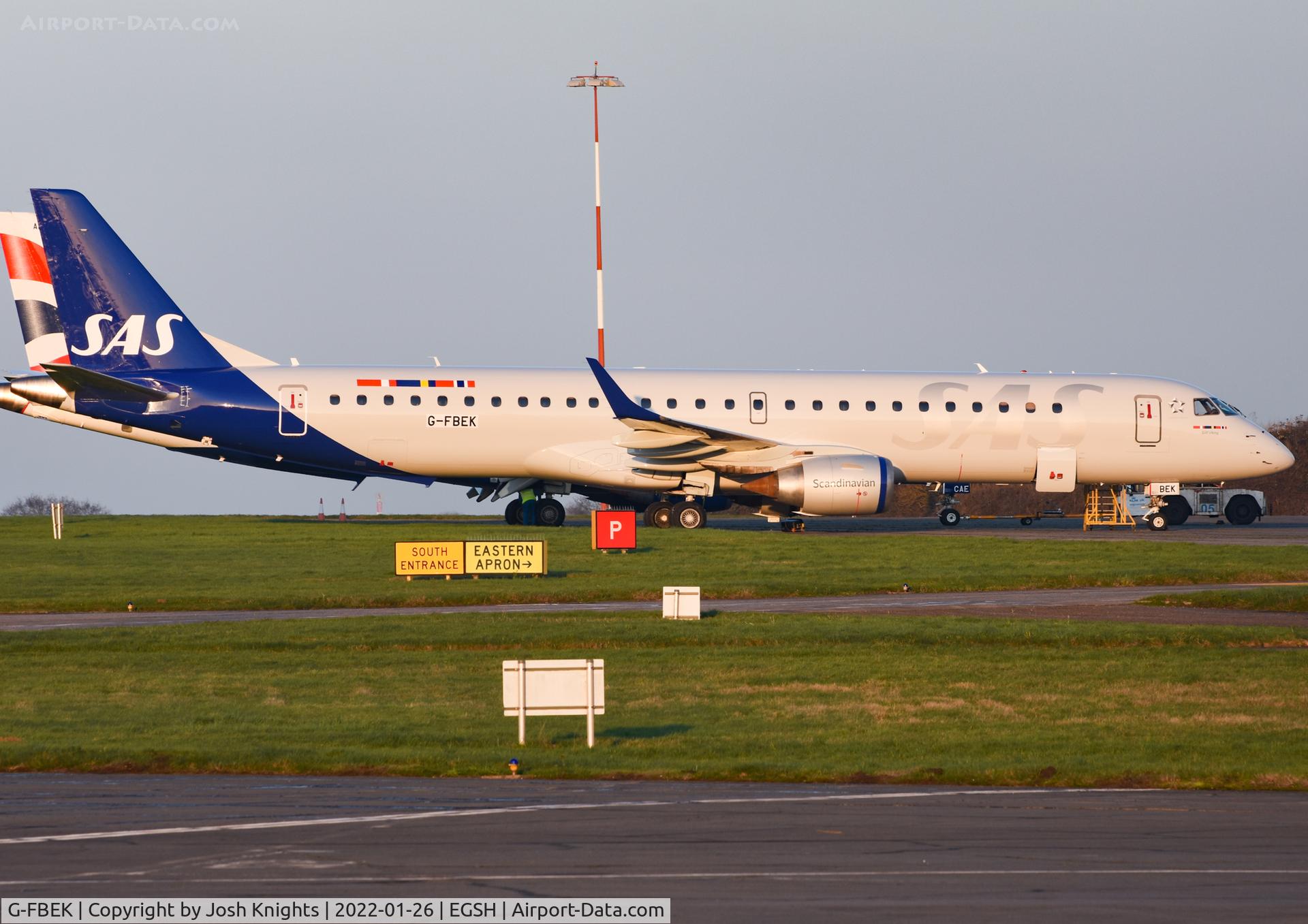 G-FBEK, 2008 Embraer 195LR (ERJ-190-200LR) C/N 19000168, On the Eastern Apron With KLMUK Engineering After Respray Into SAS Livery.