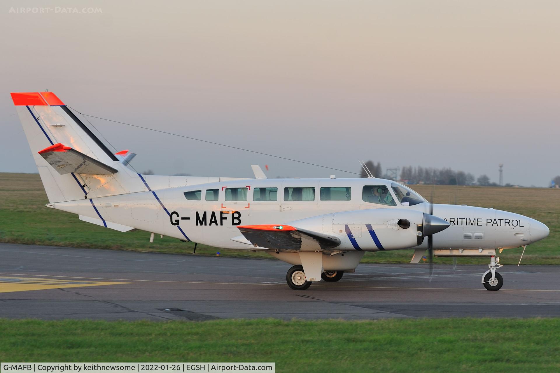 G-MAFB, 1997 Reims F406 Caravan II C/N F406-0080, Leaving Norwich for Cranfield.