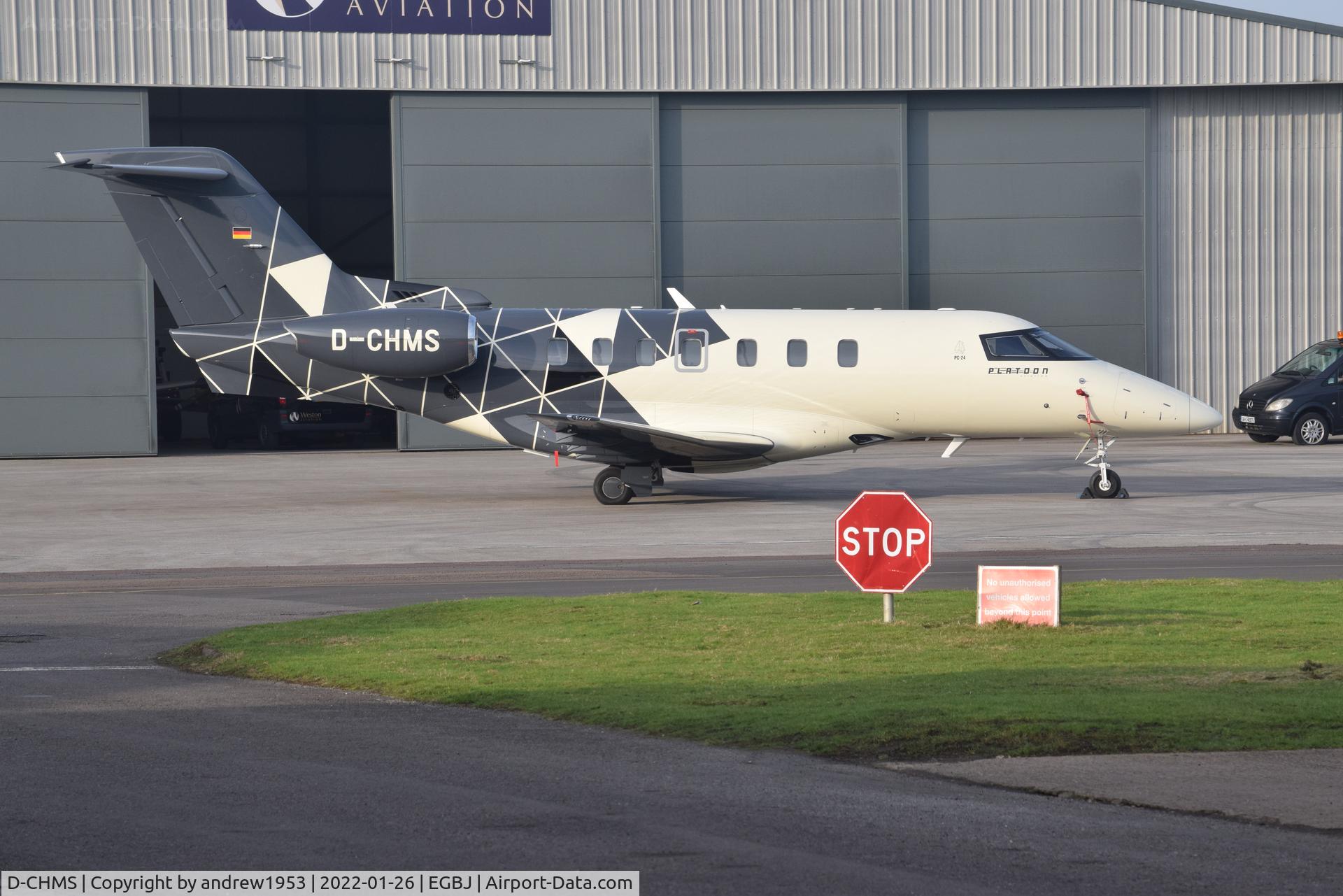 D-CHMS, 2021 Pilatus PC-24 C/N 221, D-CHMS at Gloucestershire Airport.