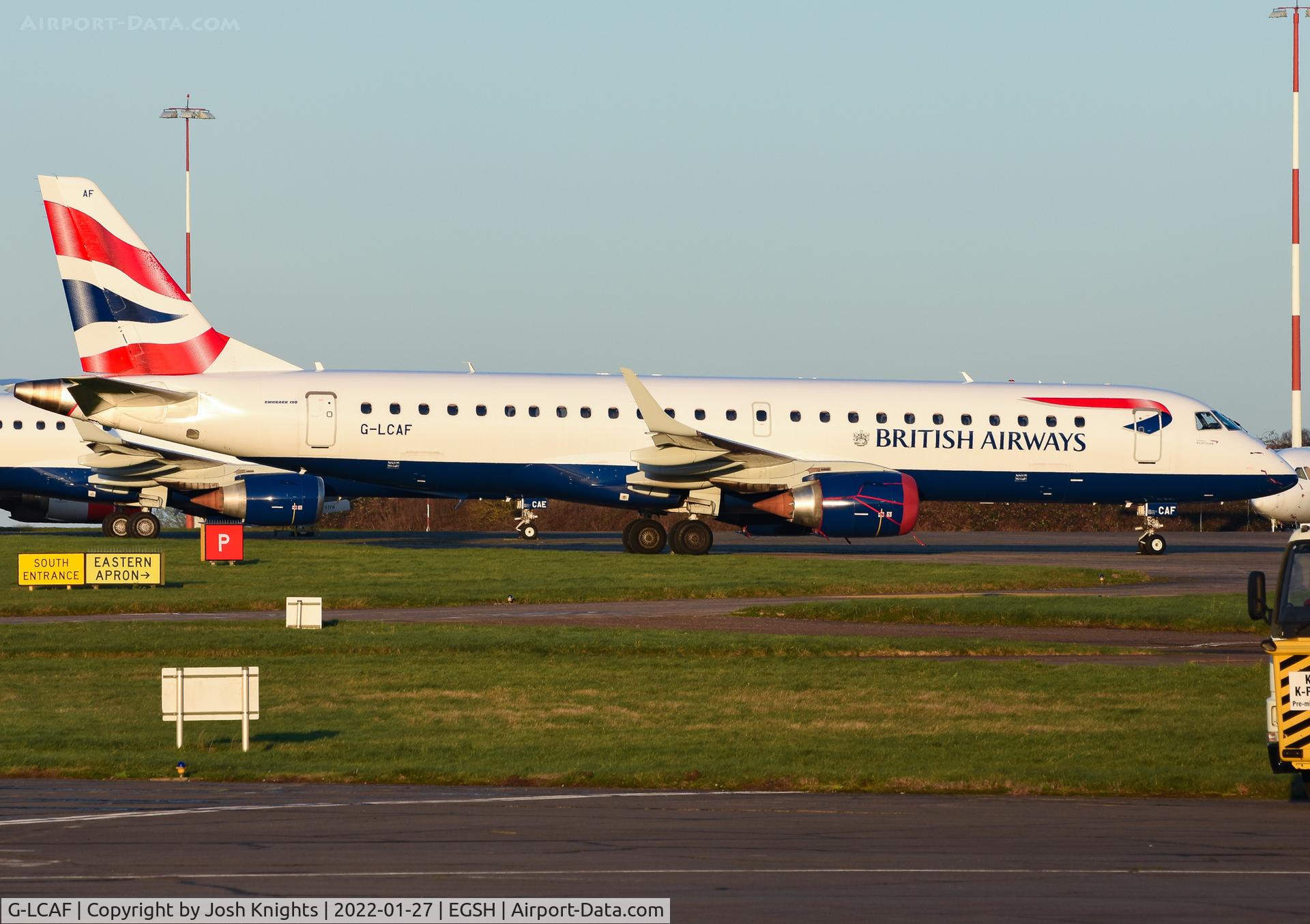 G-LCAF, 2012 Embraer 190LR (ERJ-190-100LR) C/N 19000548, On the Eastern Apron With KLMUK Engineering.