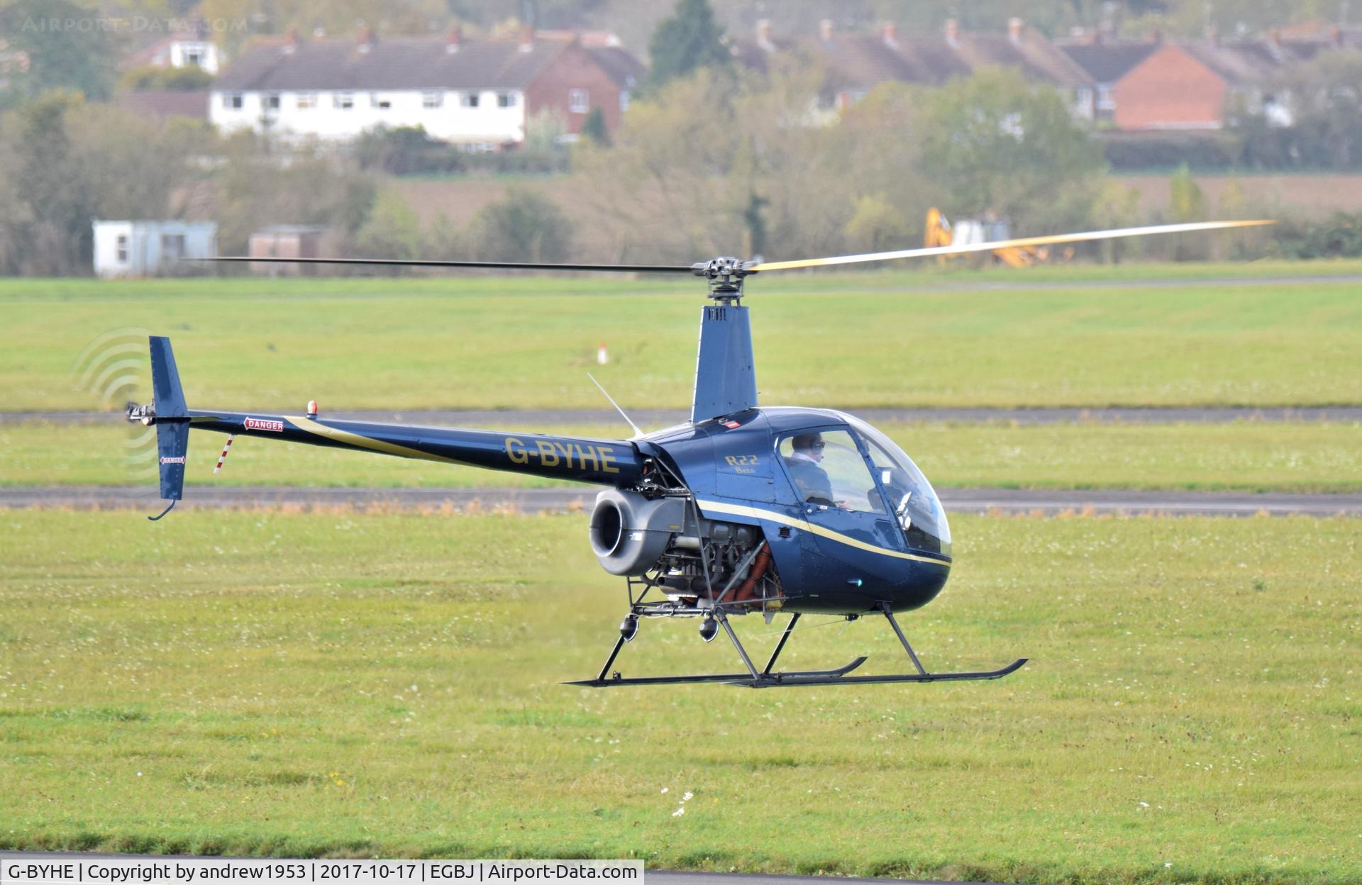 G-BYHE, 1991 Robinson R22 Beta C/N 2023, G-BYHE at Gloucestershire Airport.