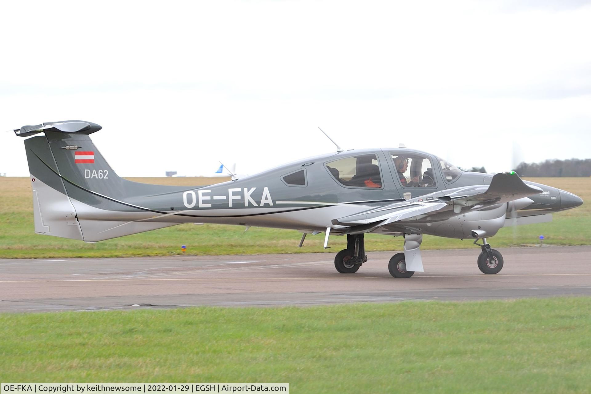 OE-FKA, 2016 Diamond DA-62 C/N 62.035, Leaving Norwich.