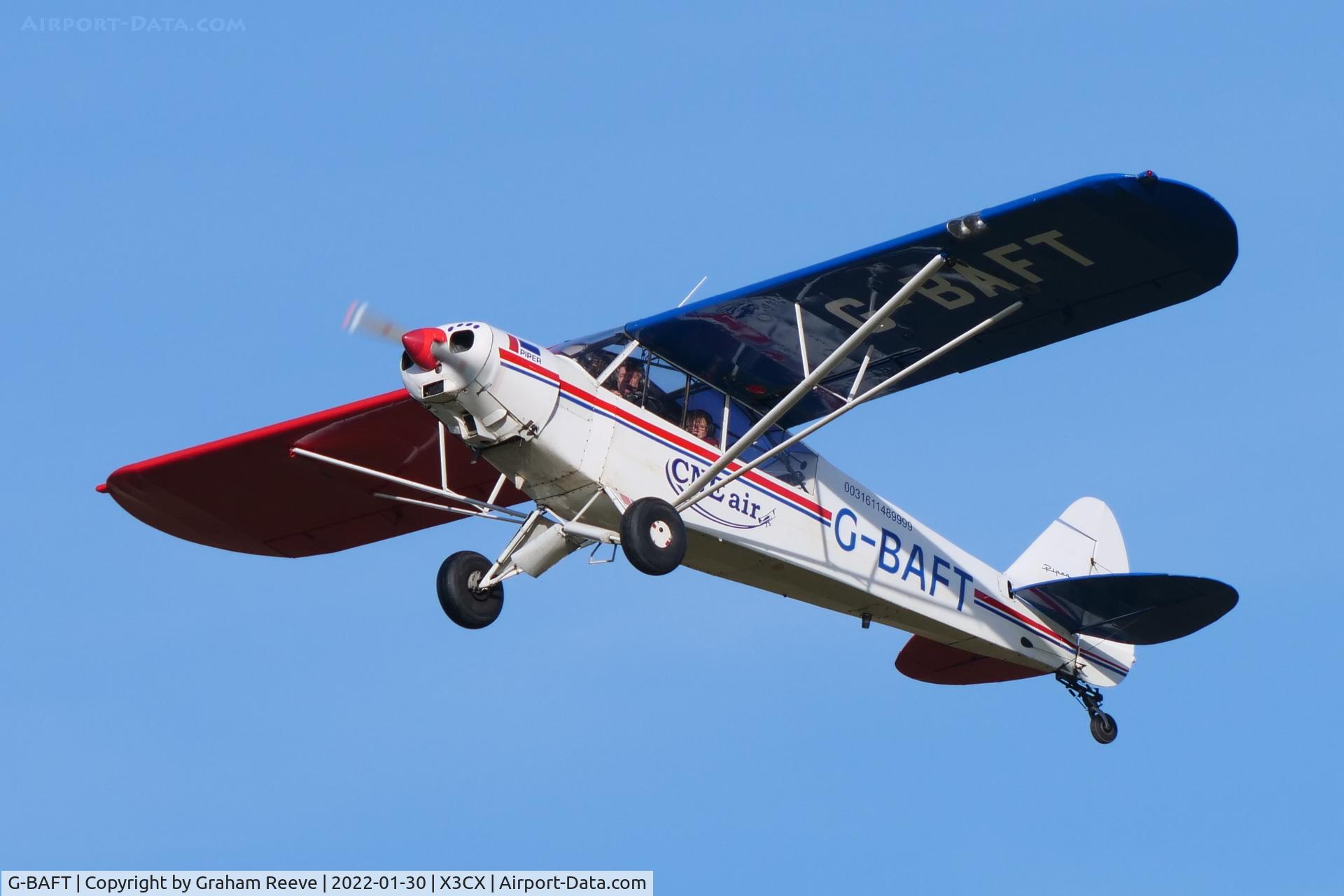 G-BAFT, 1957 Piper L-21B Super Cub (PA-18-135) C/N 18-5340, Departing fromNorthrepps.