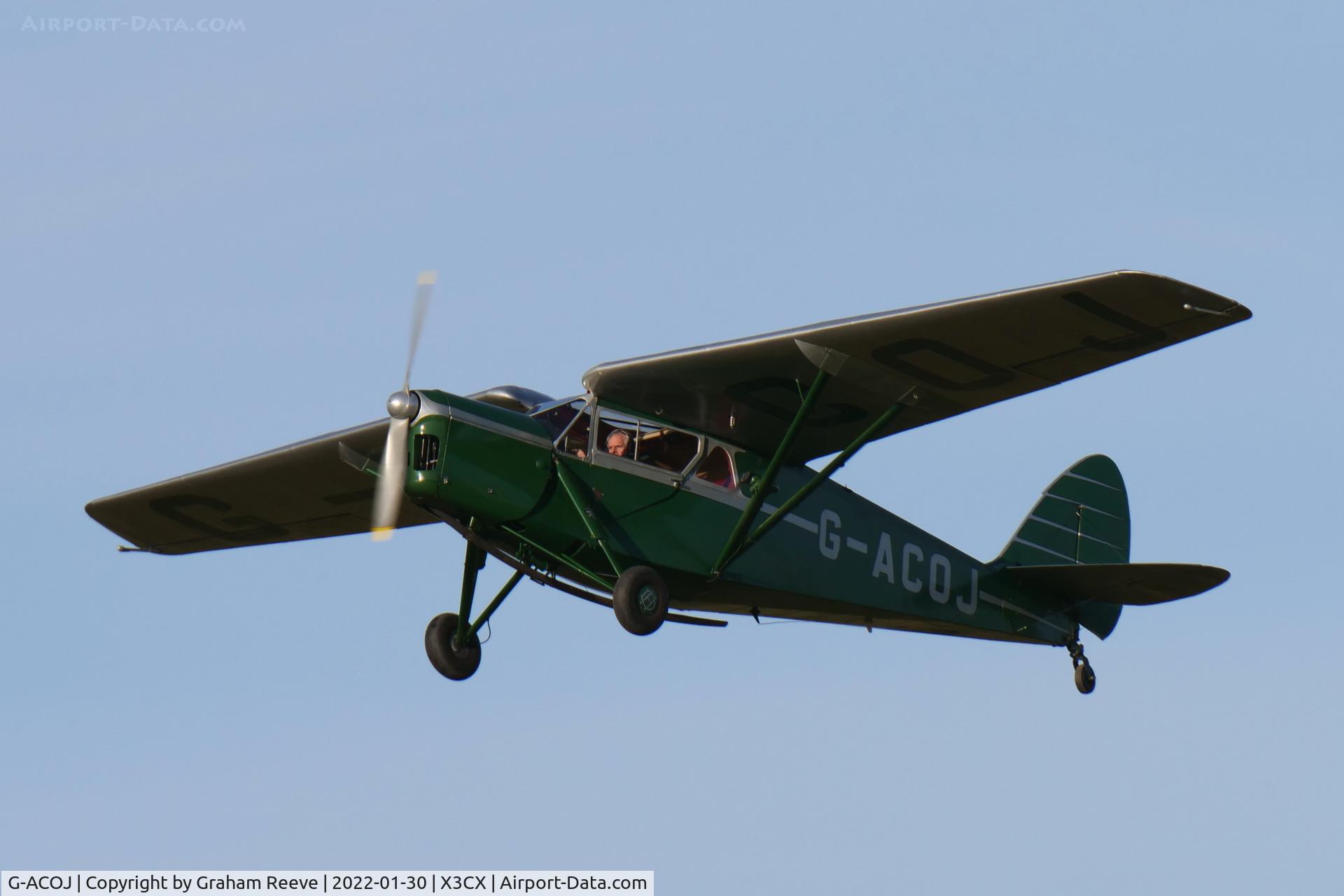G-ACOJ, 1934 De Havilland DH.85 Leopard Moth C/N 7035, Departing from Northrepps.