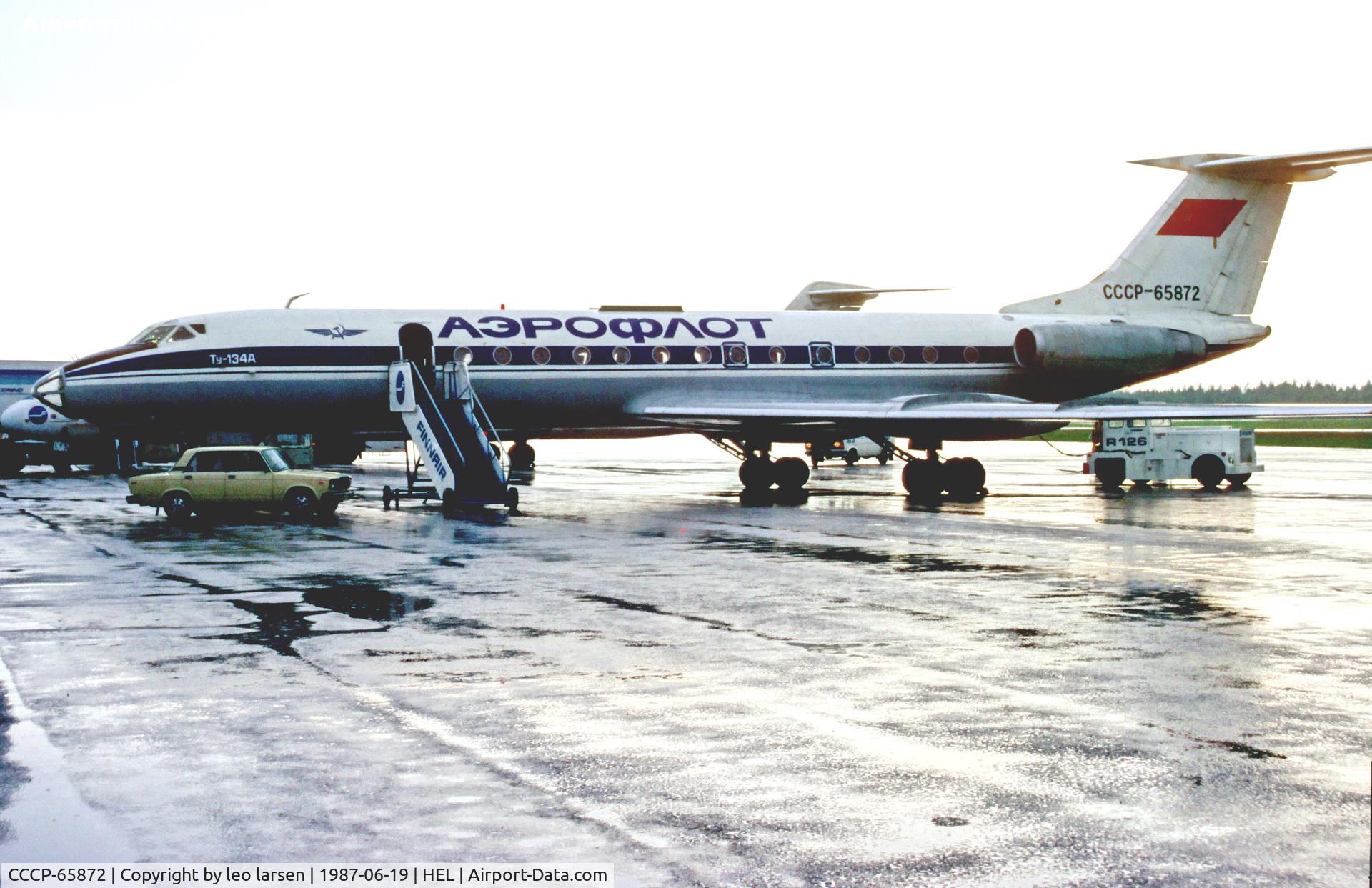 CCCP-65872, 1975 Tupolev Tu-134A C/N 29312, Helsinki 19.6.1987