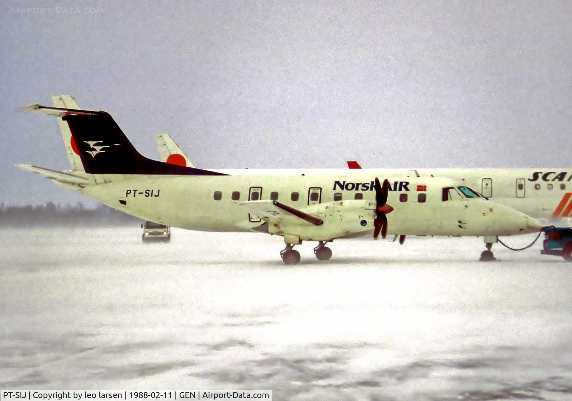 PT-SIJ, 1986 Embraer EMB-120RT Brasilia Brasilia C/N 120014, Gardermoen Oslo 11.2.1988