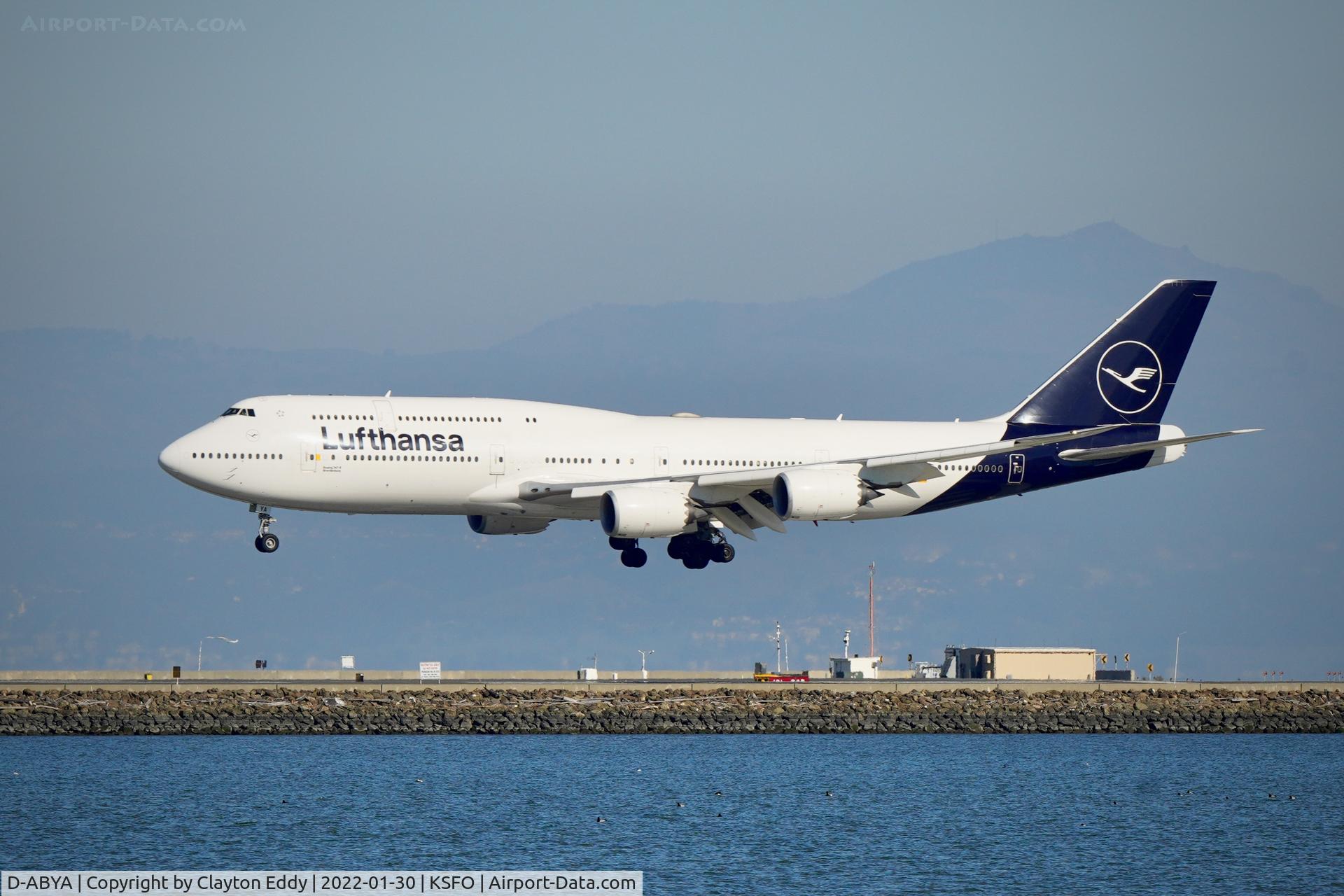 D-ABYA, 2012 Boeing 747-830 C/N 37827, Mt. Diablo in the background. SFO 2022.