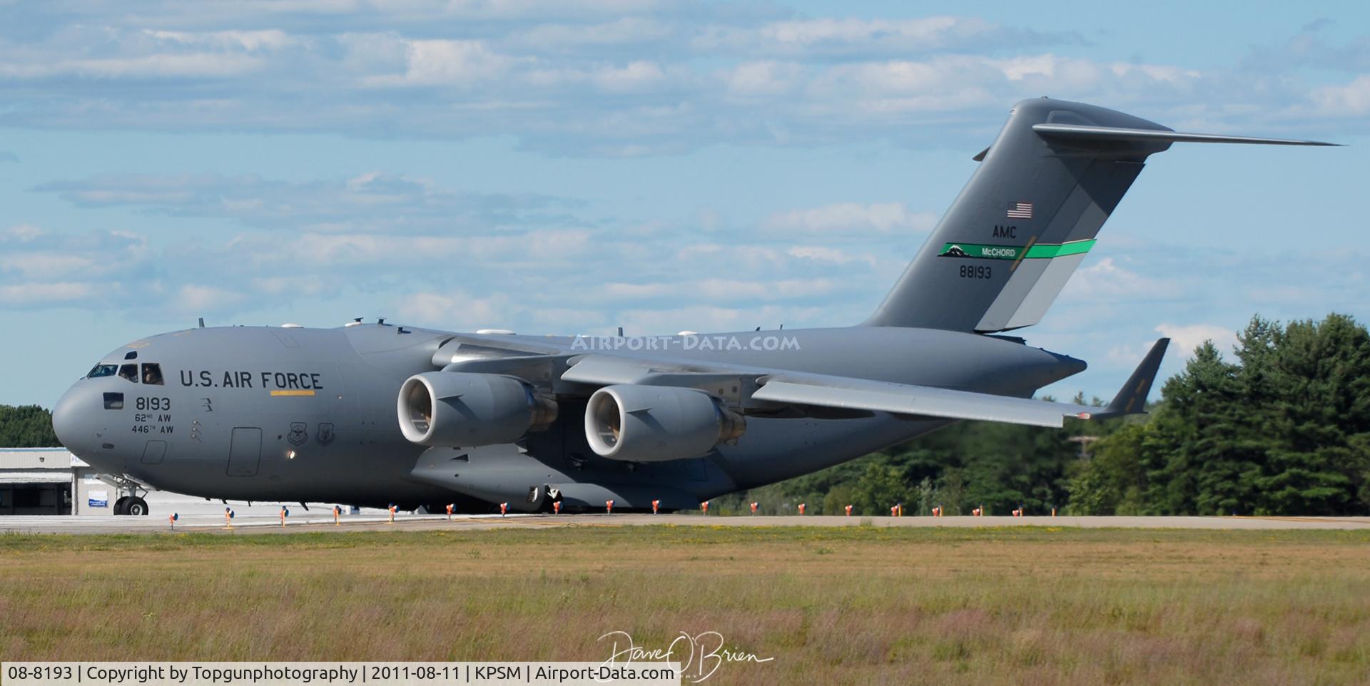 08-8193, 2008 Boeing C-17A Globemaster III C/N P-193/F215, Thunderbird support C-17 dropped off the carts and crew and heading off to a different base for the weekend.