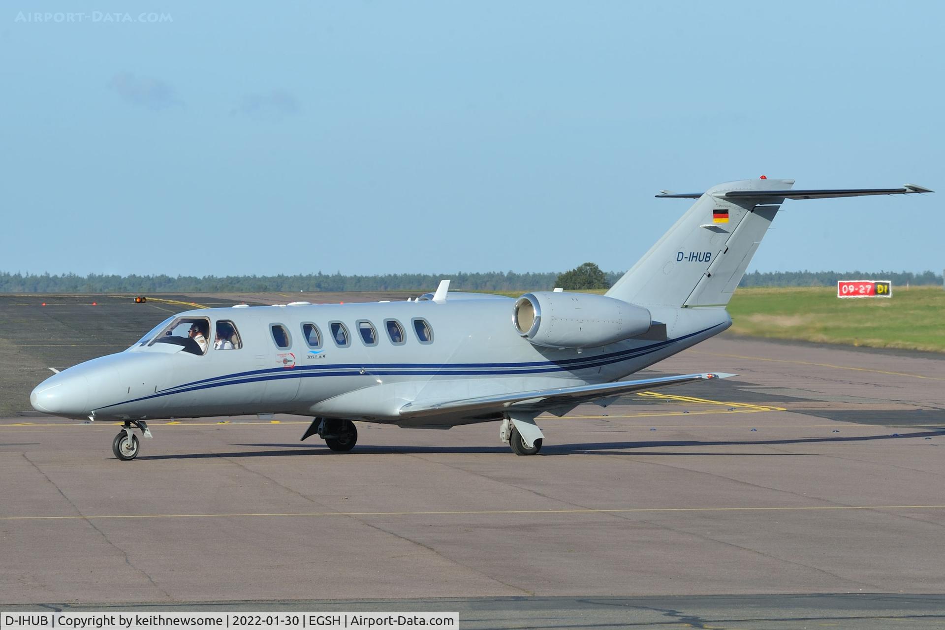 D-IHUB, 2008 Cessna 525A CitationJet CJ2+ C/N 525A-0415, Arriving at Norwich from Visby, Sweden.