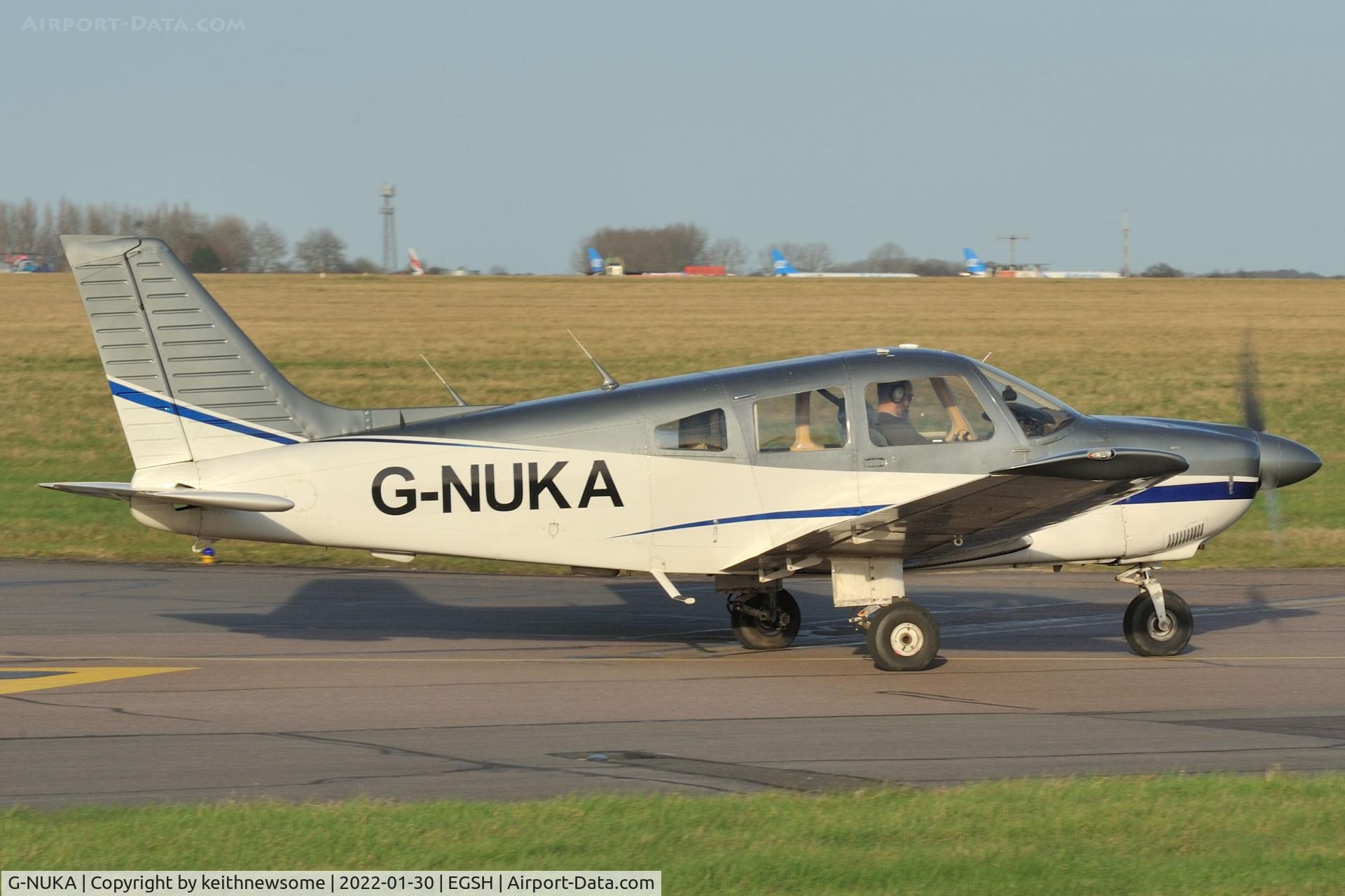 G-NUKA, 1982 Piper PA-28-181 Cherokee Archer II C/N 28-8290134, Leaving Norwich for North Weald.