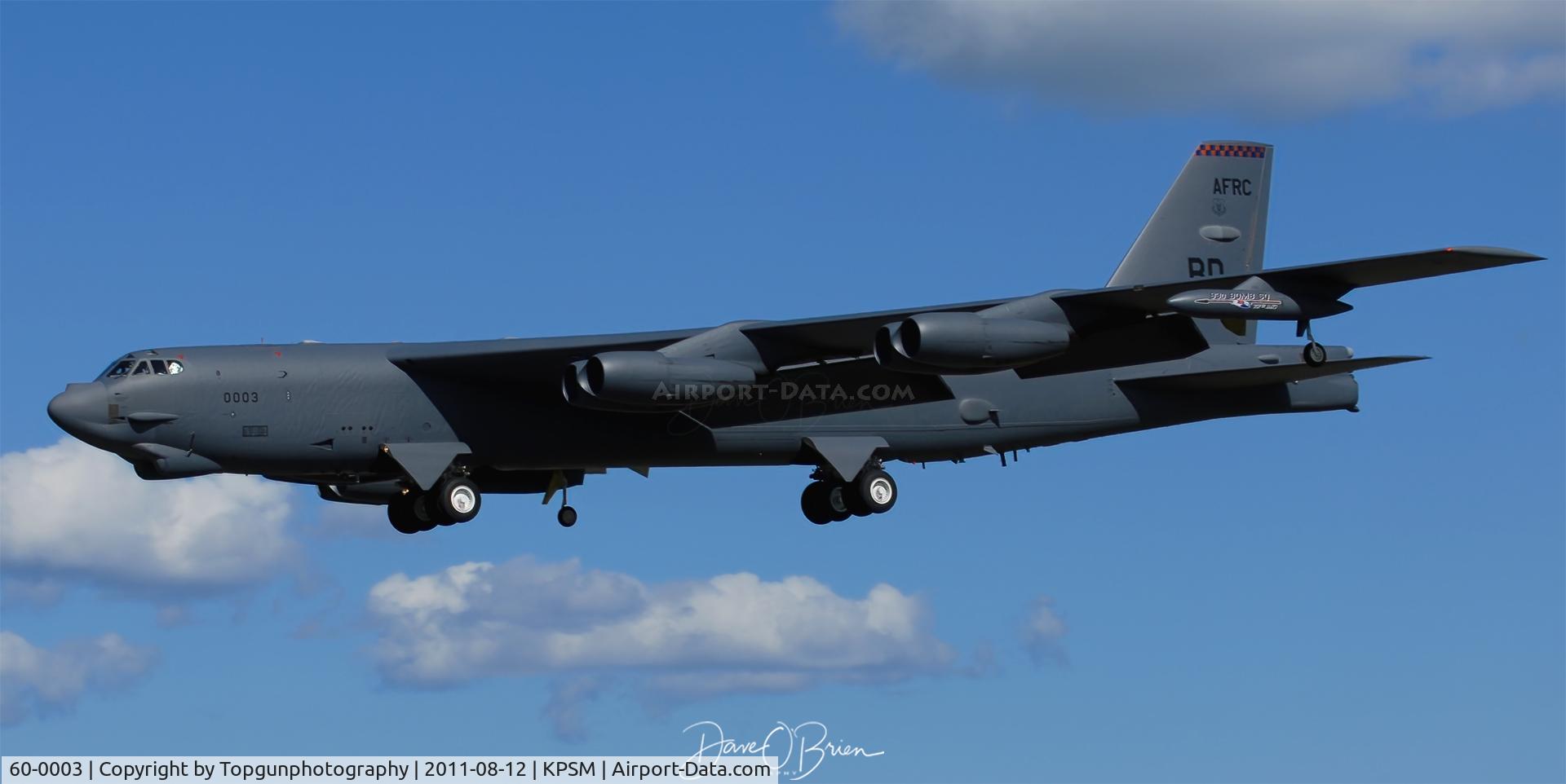 60-0003, 1960 Boeing B-52H Stratofortress C/N 464368, DEATH31 coming in to land.