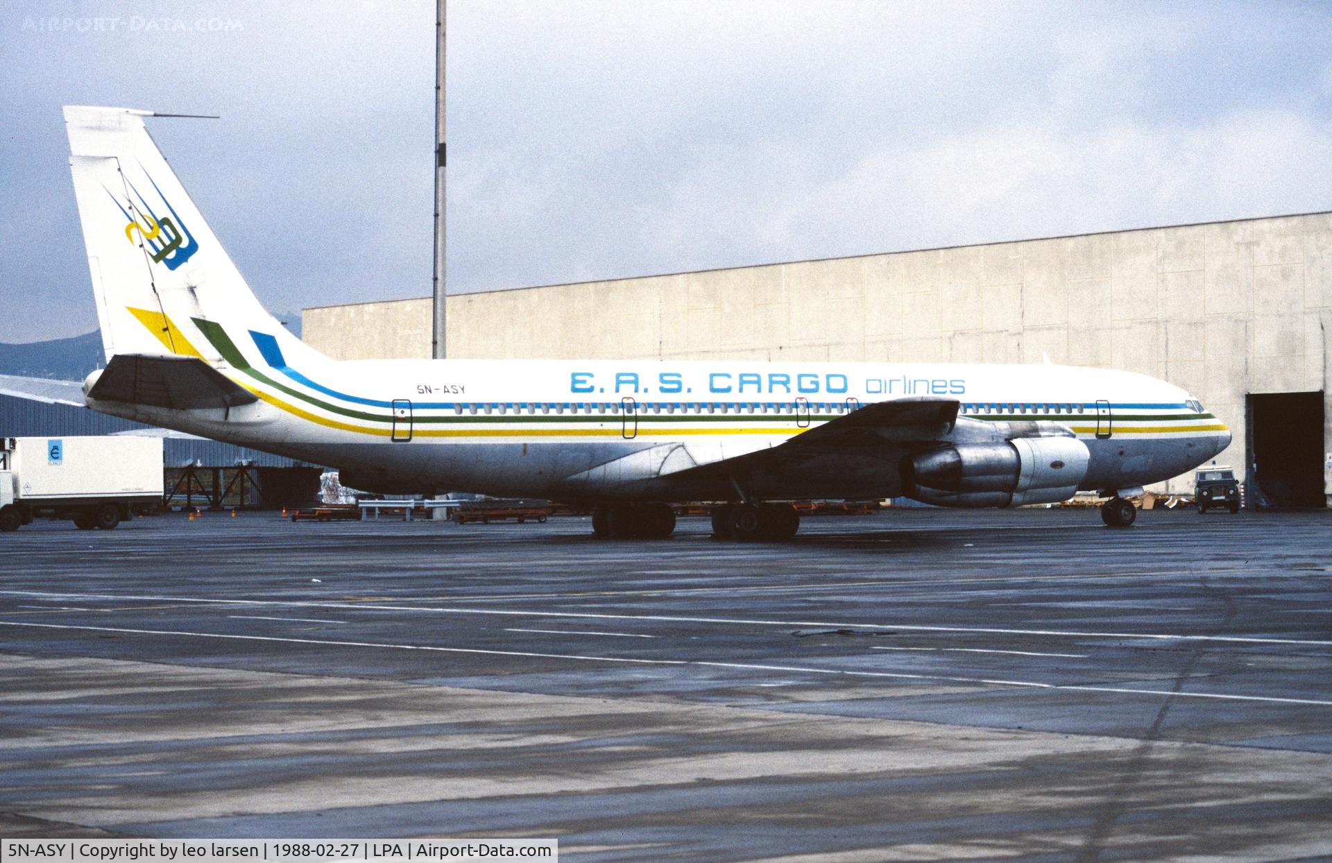 5N-ASY, Boeing 707-351C C/N 18922, Las Palmas 27.2.1988