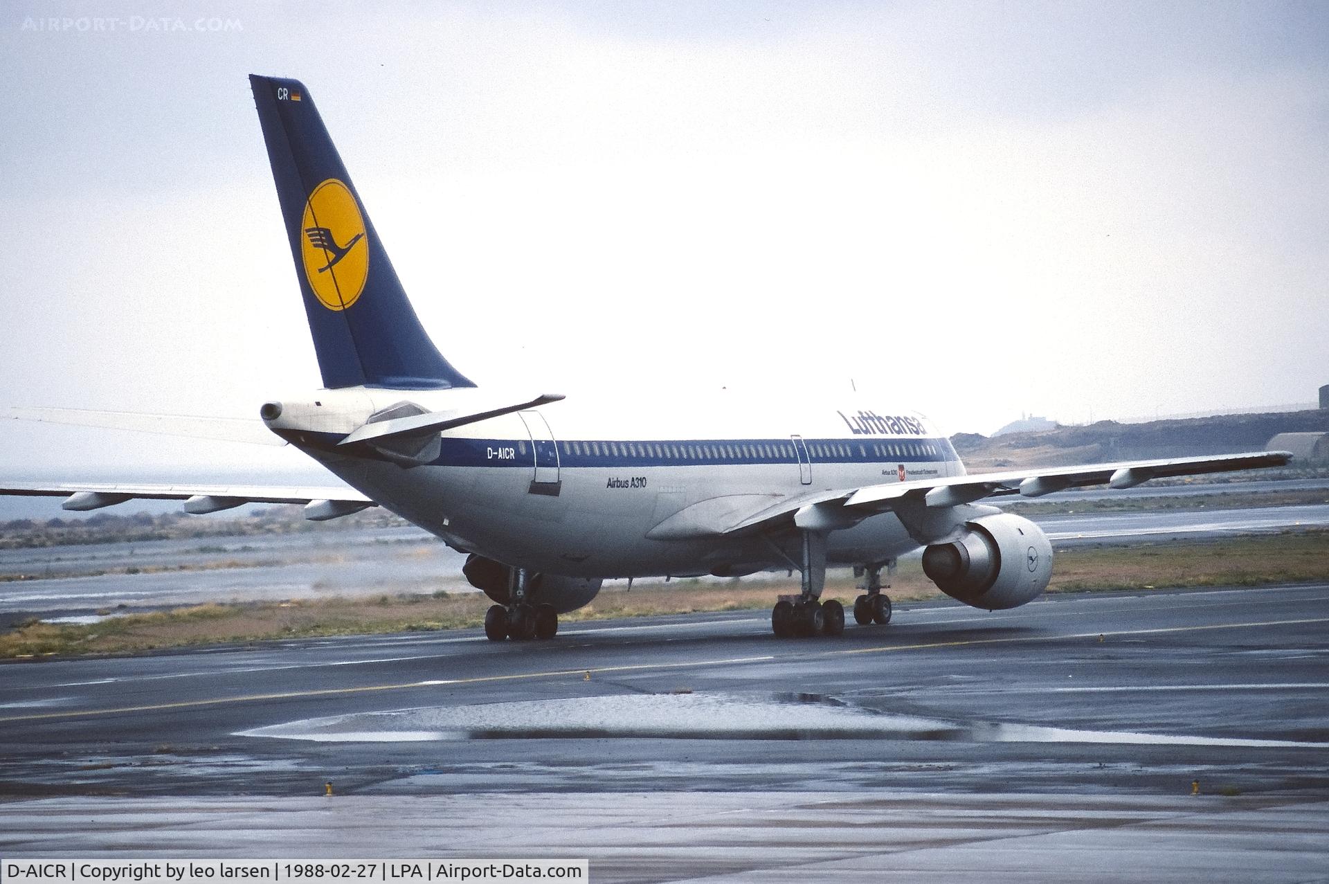 D-AICR, 1986 Airbus A310-203 C/N 397, Las Palmas 27.2.1988