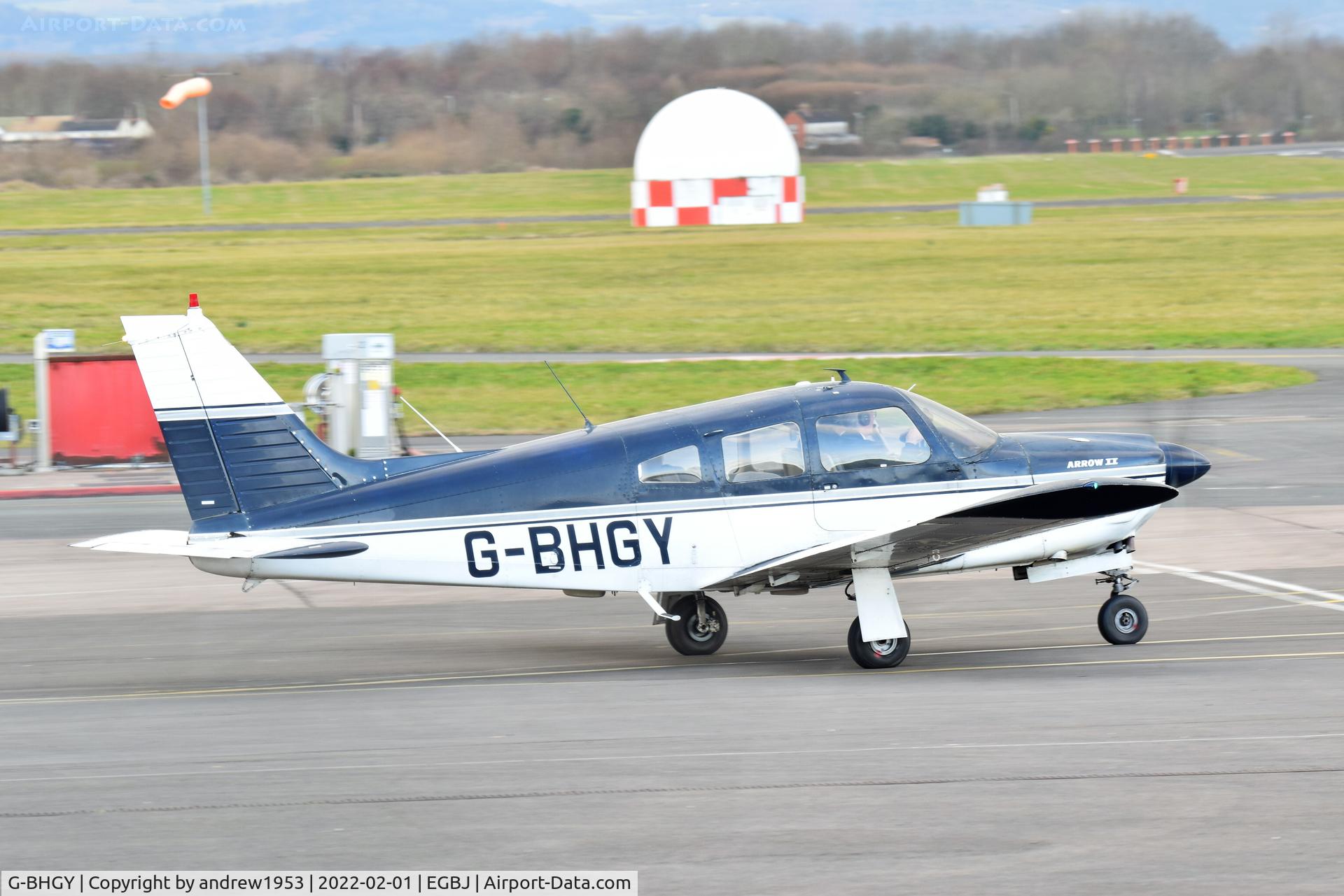 G-BHGY, 1973 Piper PA-28R-200-2 Cherokee Arrow II C/N 28R-7435086, G-BHGY at Gloucestershire Airport.