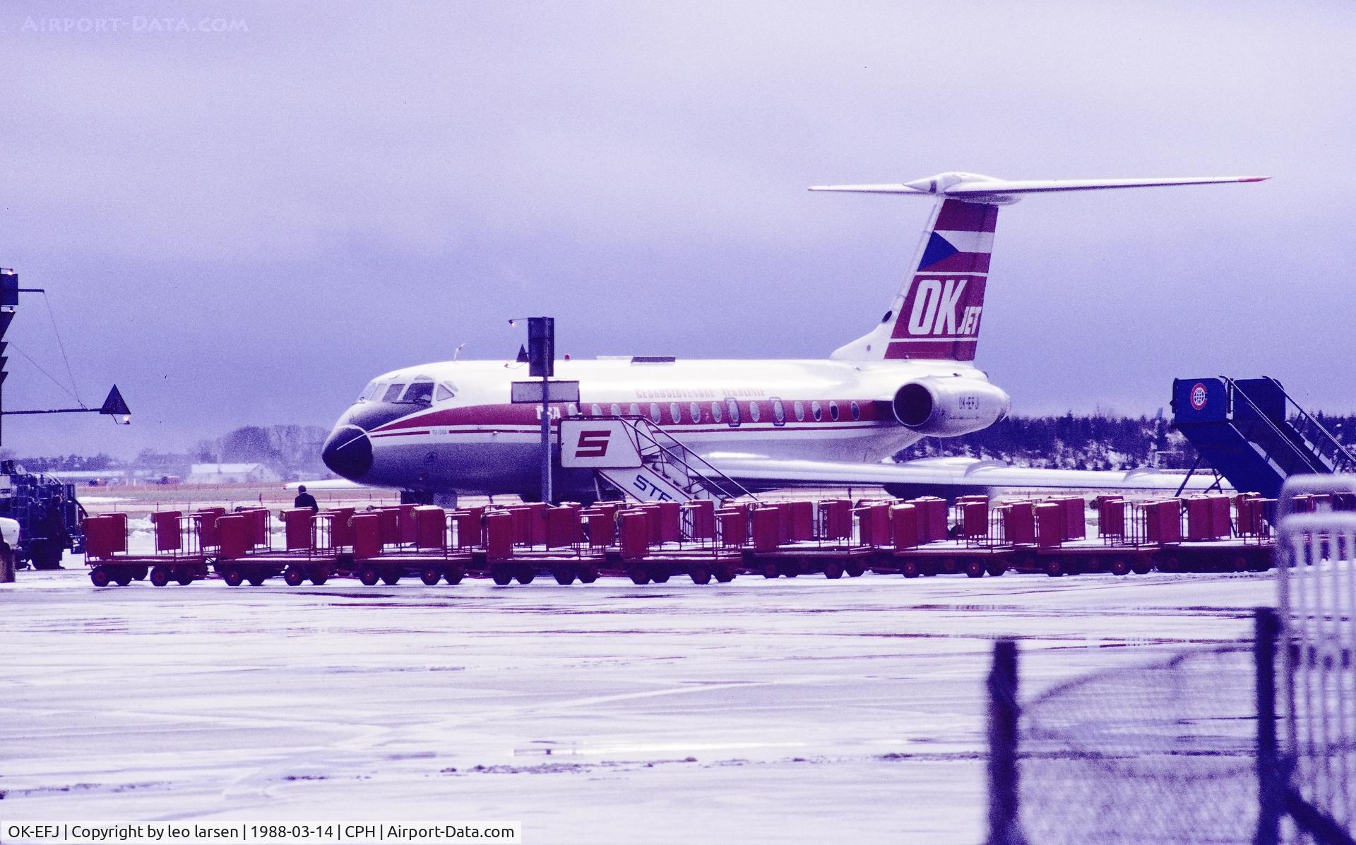 OK-EFJ, 1974 Tupolev Tu-134A C/N 4323128, Copenhagen 14.3.1988