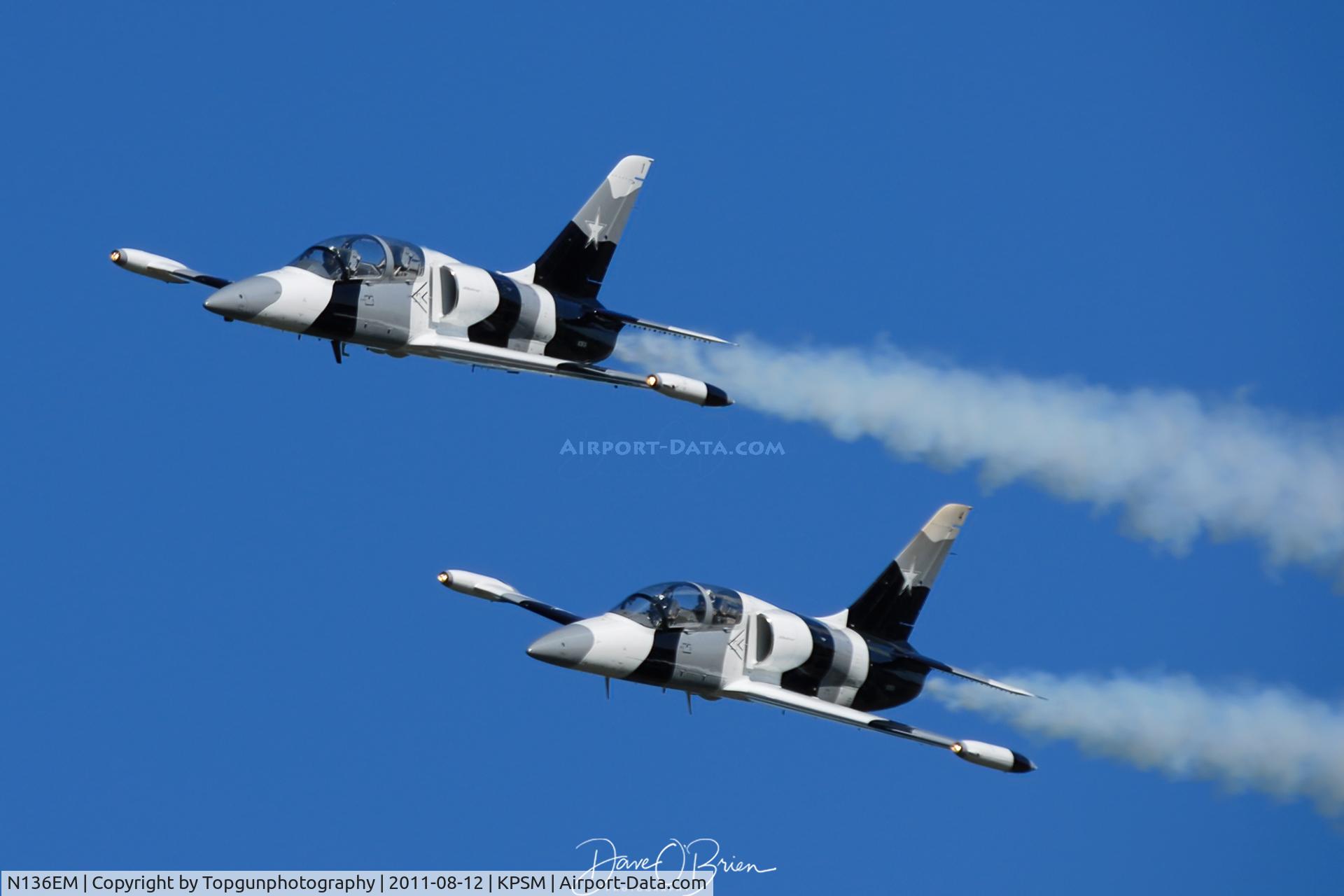 N136EM, 1984 Aero L-39C Albatros C/N 432917, 2 Heavy Metal L-39's from the right.