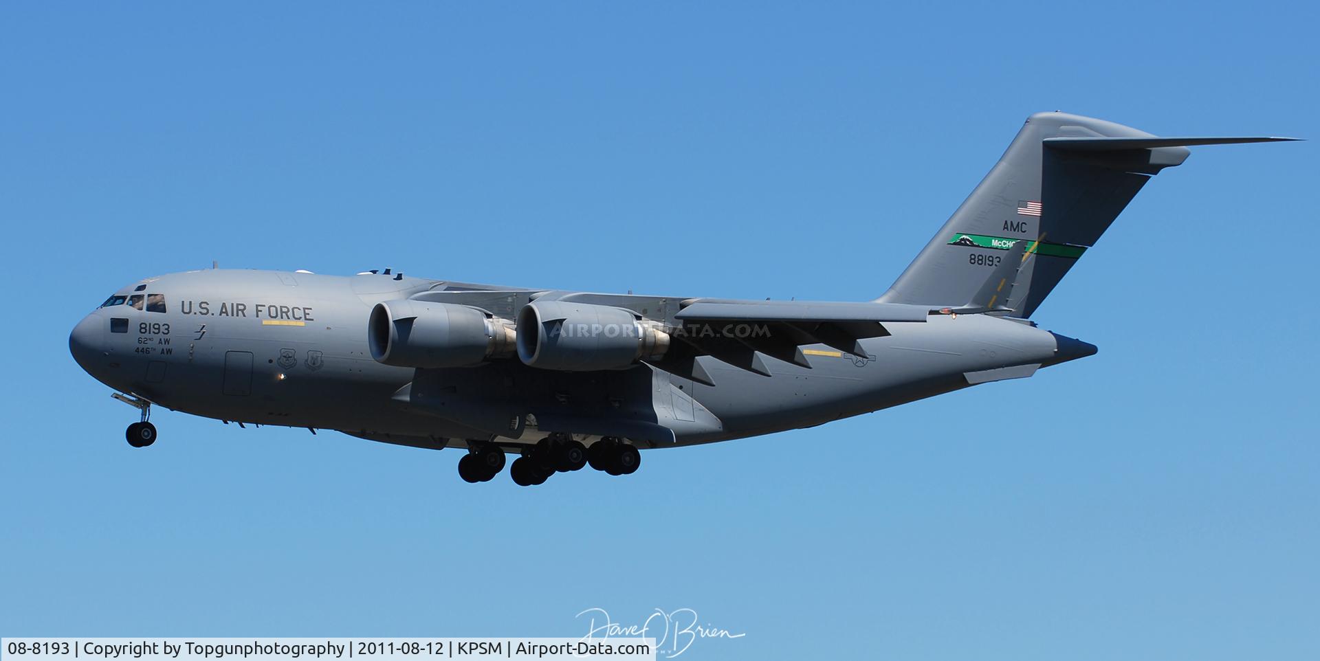 08-8193, 2008 Boeing C-17A Globemaster III C/N P-193/F215, Thunderbird 14 coming back to pick up carts & crew
