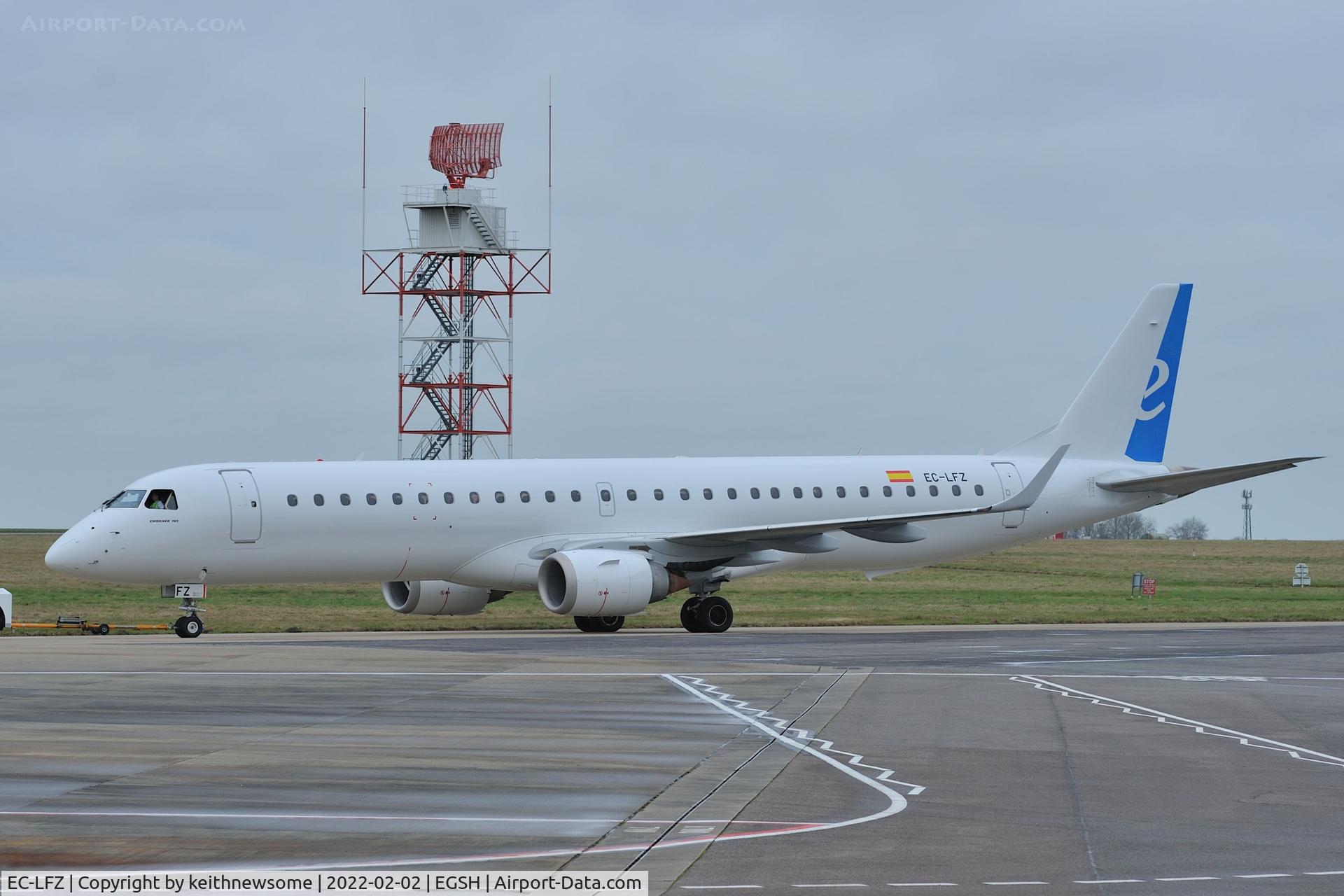 EC-LFZ, 2010 Embraer 195LR (ERJ-190-200LR) C/N 19000357, Removed from spray shop with almost all white scheme.