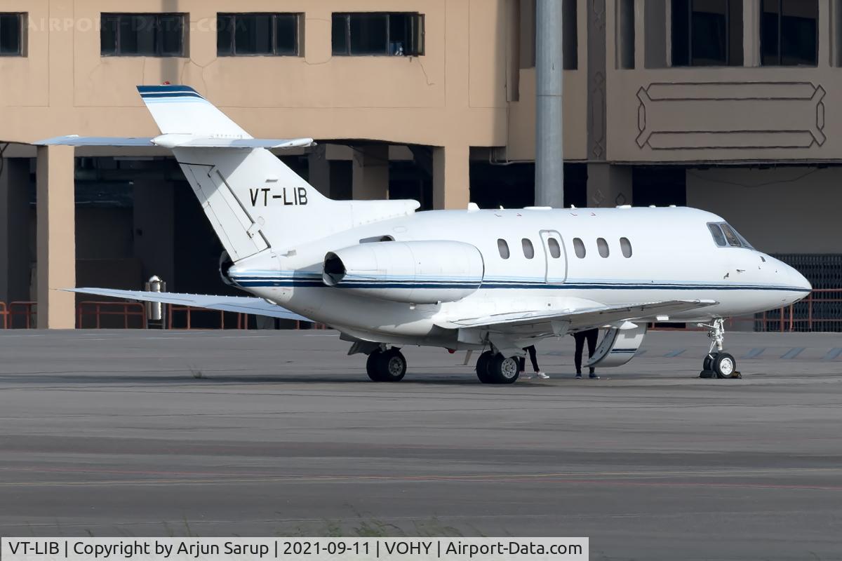 VT-LIB, 2005 Raytheon Hawker 800XP C/N 258722, Parked on the apron at Begumpet in the evening.  This aircraft formerly carried the registrations T7-GCP, I-PZZR and N37322.