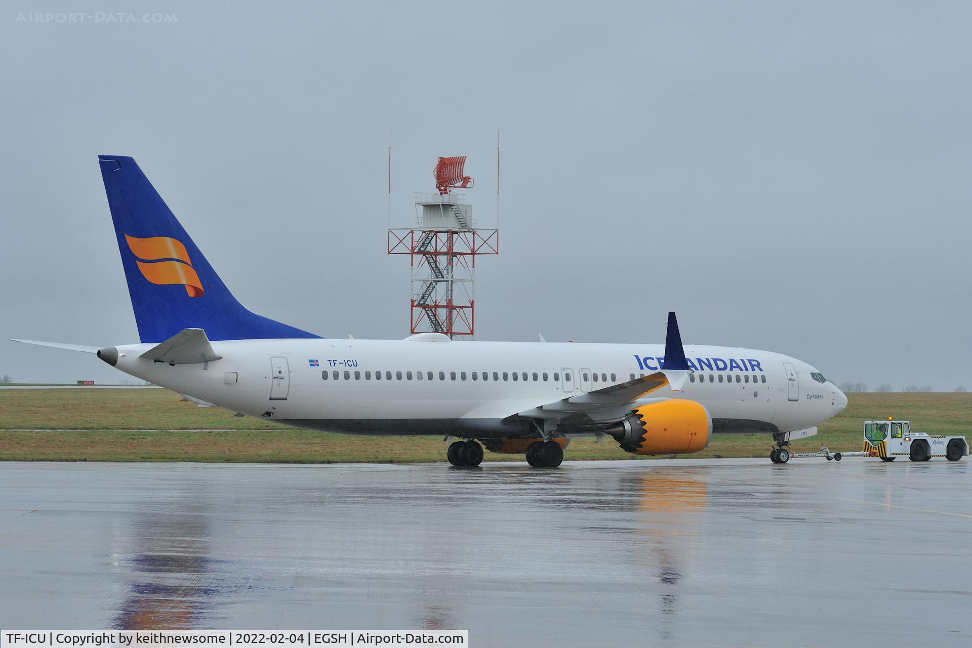 TF-ICU, 2018 Boeing 737-8 MAX C/N 44355, Arrived at Norwich from Reykjavik for paintwork.