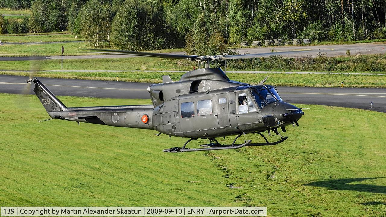 139, 1987 Bell 412SP Arapaho C/N 33139, Just taken off at Rygge airport.