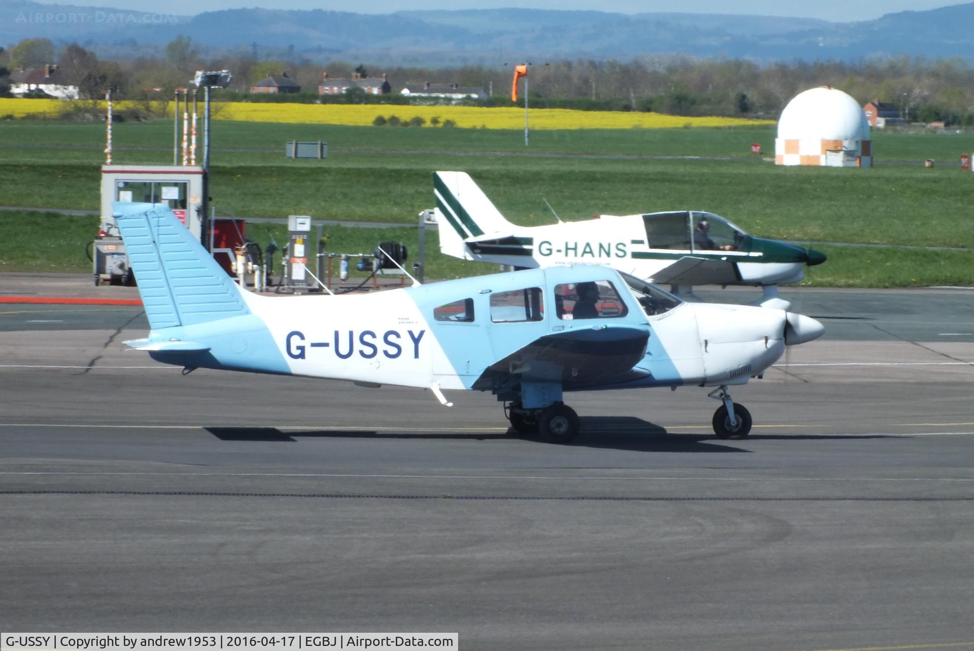 G-USSY, 1982 Piper PA-28-181 Cherokee Archer II C/N 28-8290011, G-USSY at Gloucestershire Airport.