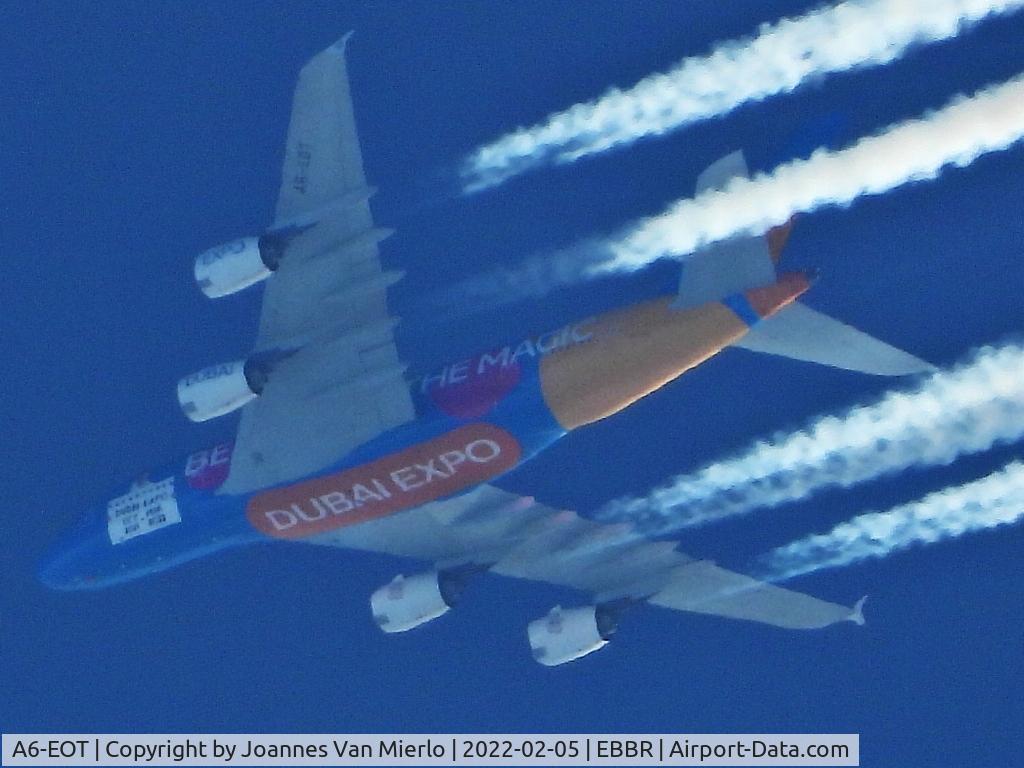 A6-EOT, 2015 Airbus A380-861 C/N 204, Cruising over Belgium