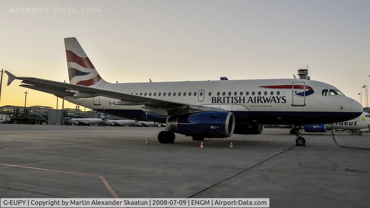 G-EUPY, 2001 Airbus A319-131 C/N 1466, Parked at the ramp.
