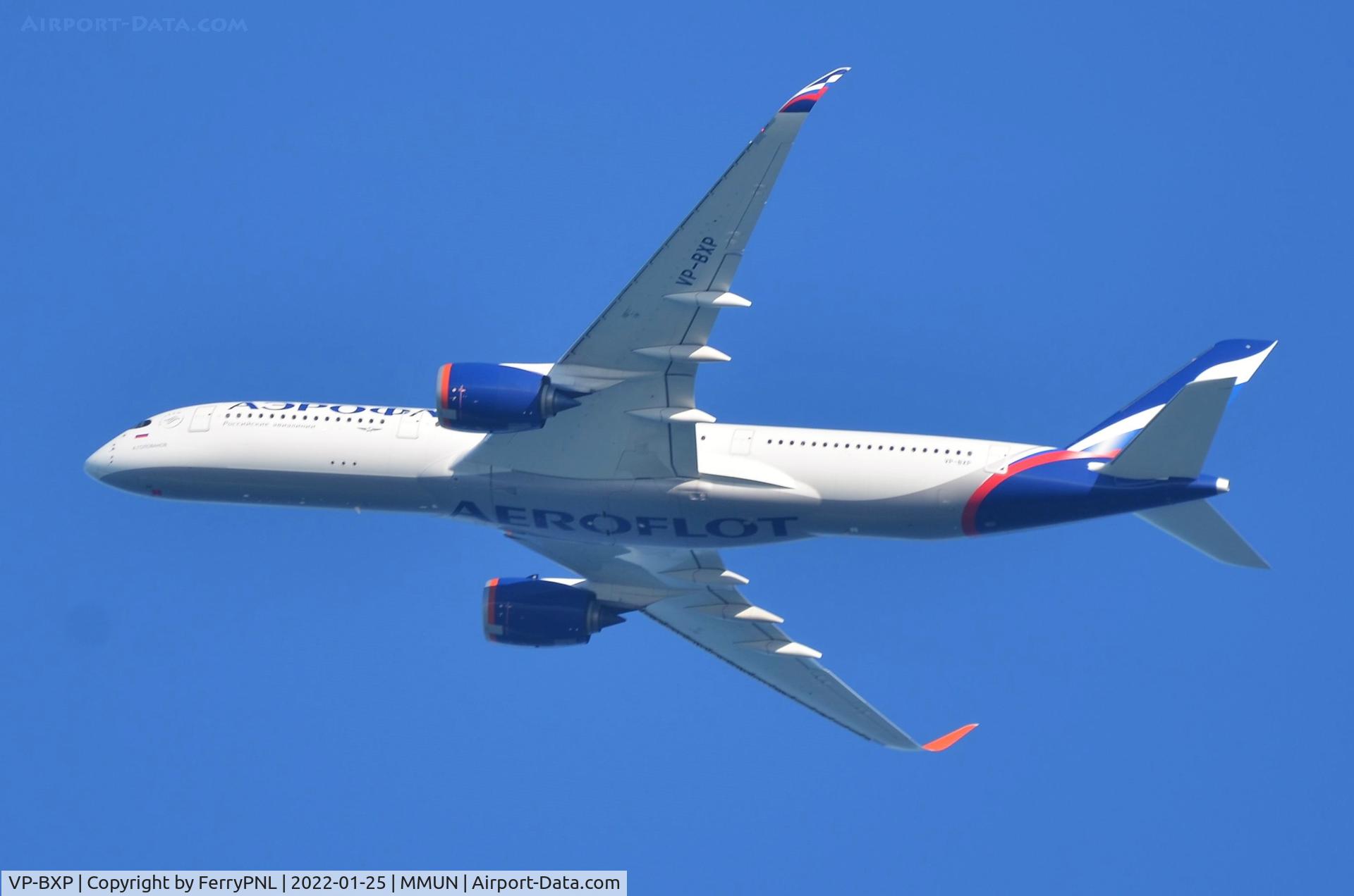 VP-BXP, 2021 Airbus A350-941 C/N 441, Aeroflot A359 departing CUN over my hotel