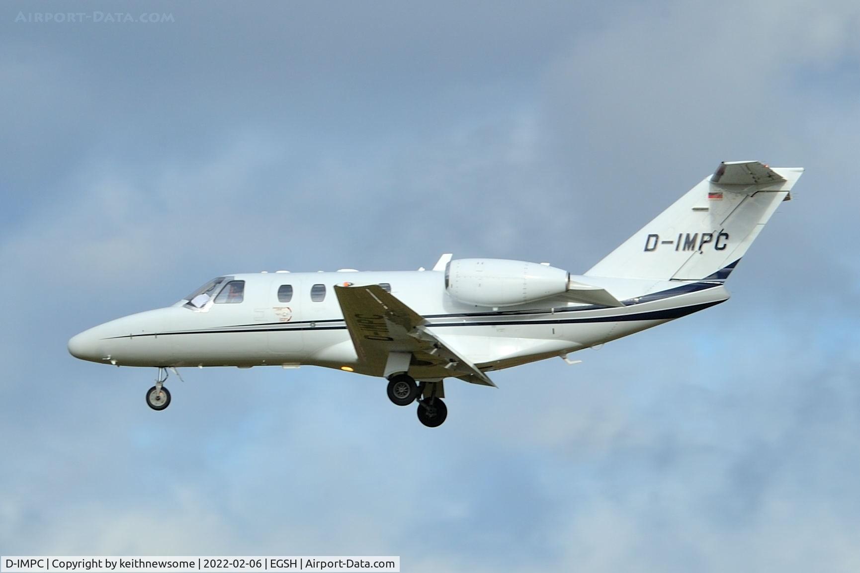 D-IMPC, 1996 Cessna 525 CitationJet CJ1 C/N 525-0126, Arriving at Norwich from Hamburg.