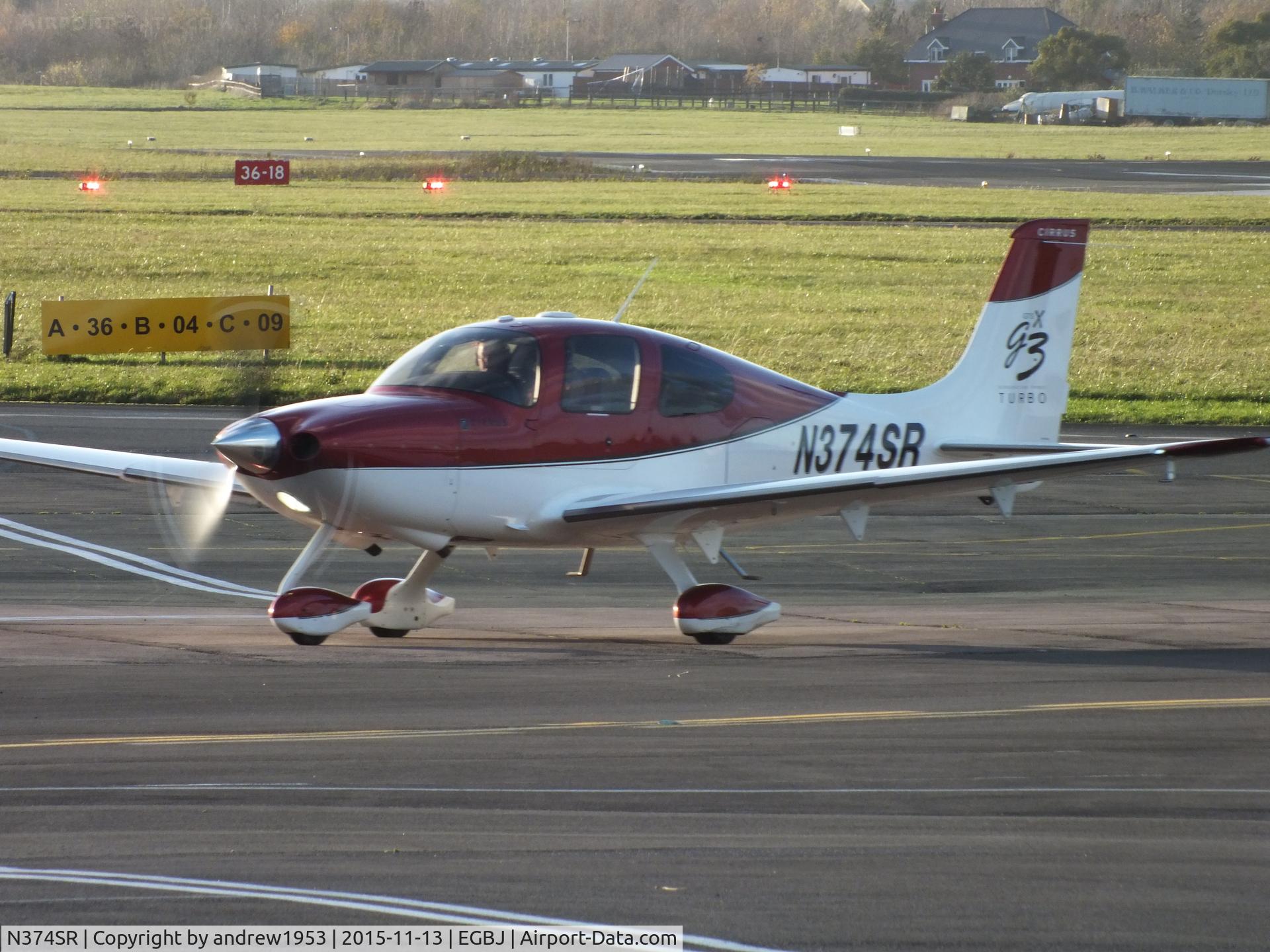 N374SR, 2007 Cirrus SR22 G3 GTSX Turbo C/N 2734, N374SR at Gloucestershire Airport.