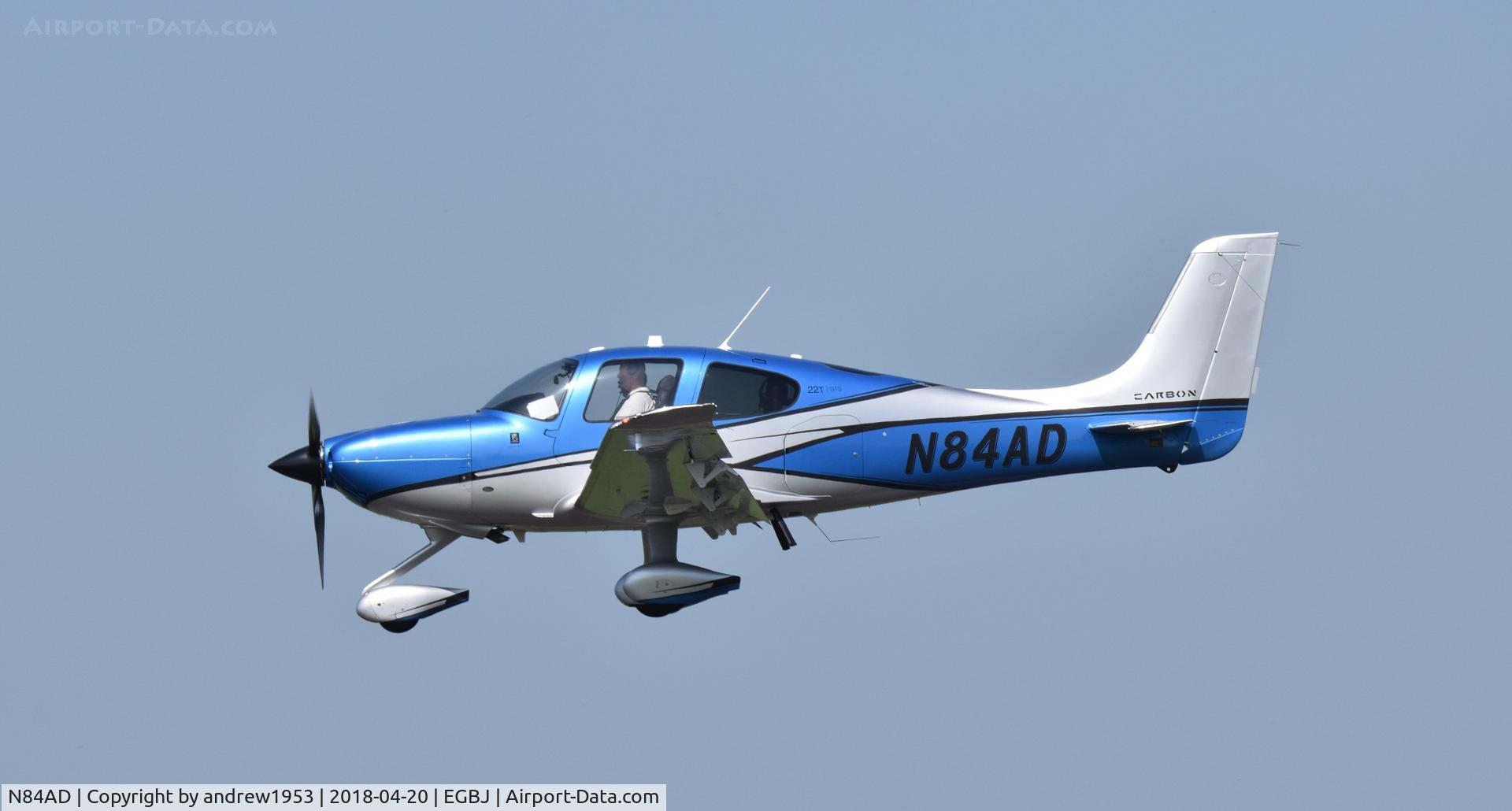 N84AD, 2017 Cirrus SR-22T Carbon C/N 1656, N84AD at Gloucestershire Airport.
