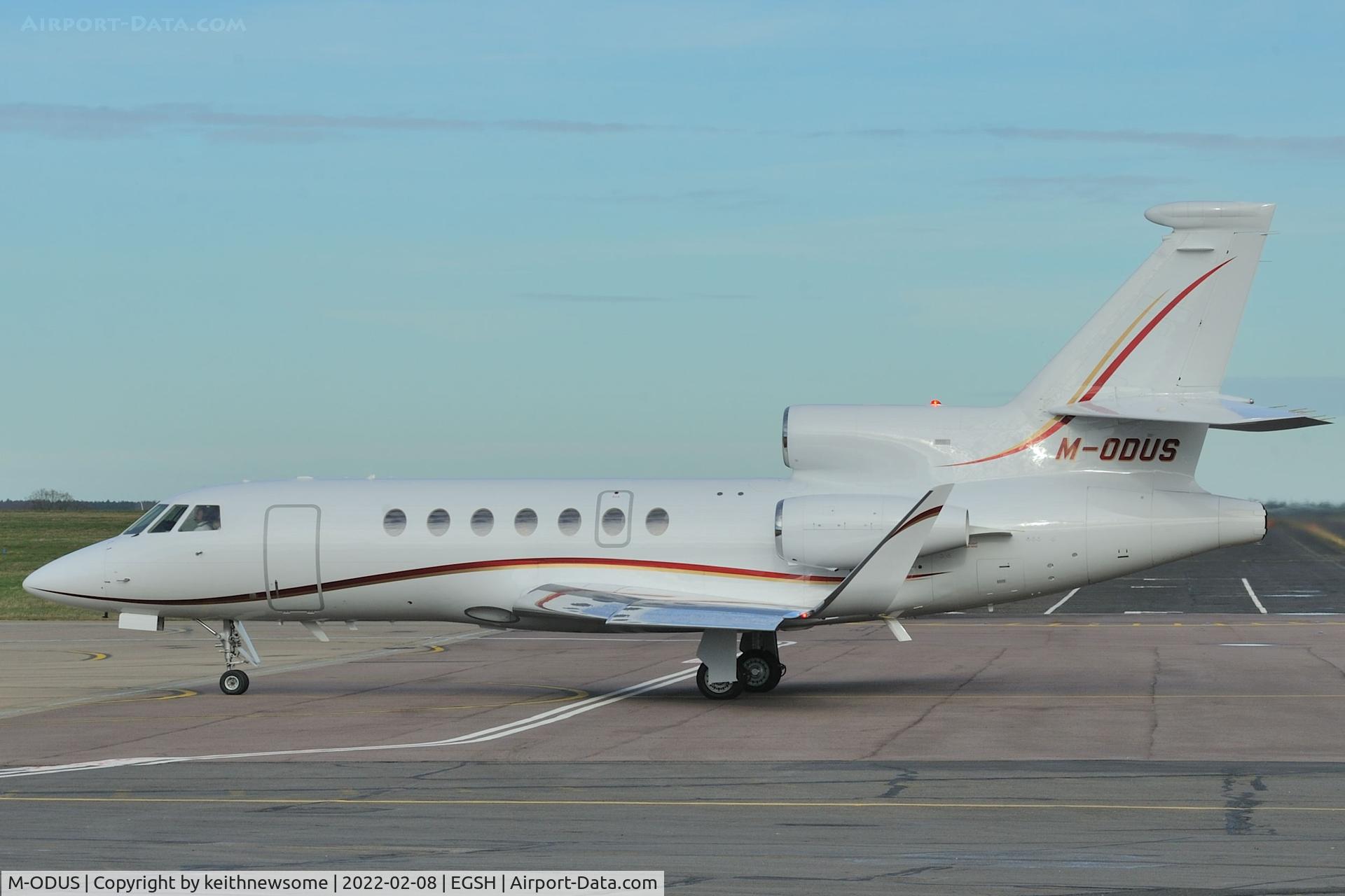 M-ODUS, 2000 Dassault Falcon 50EX C/N 286, Arriving at Norwich from Dundee.