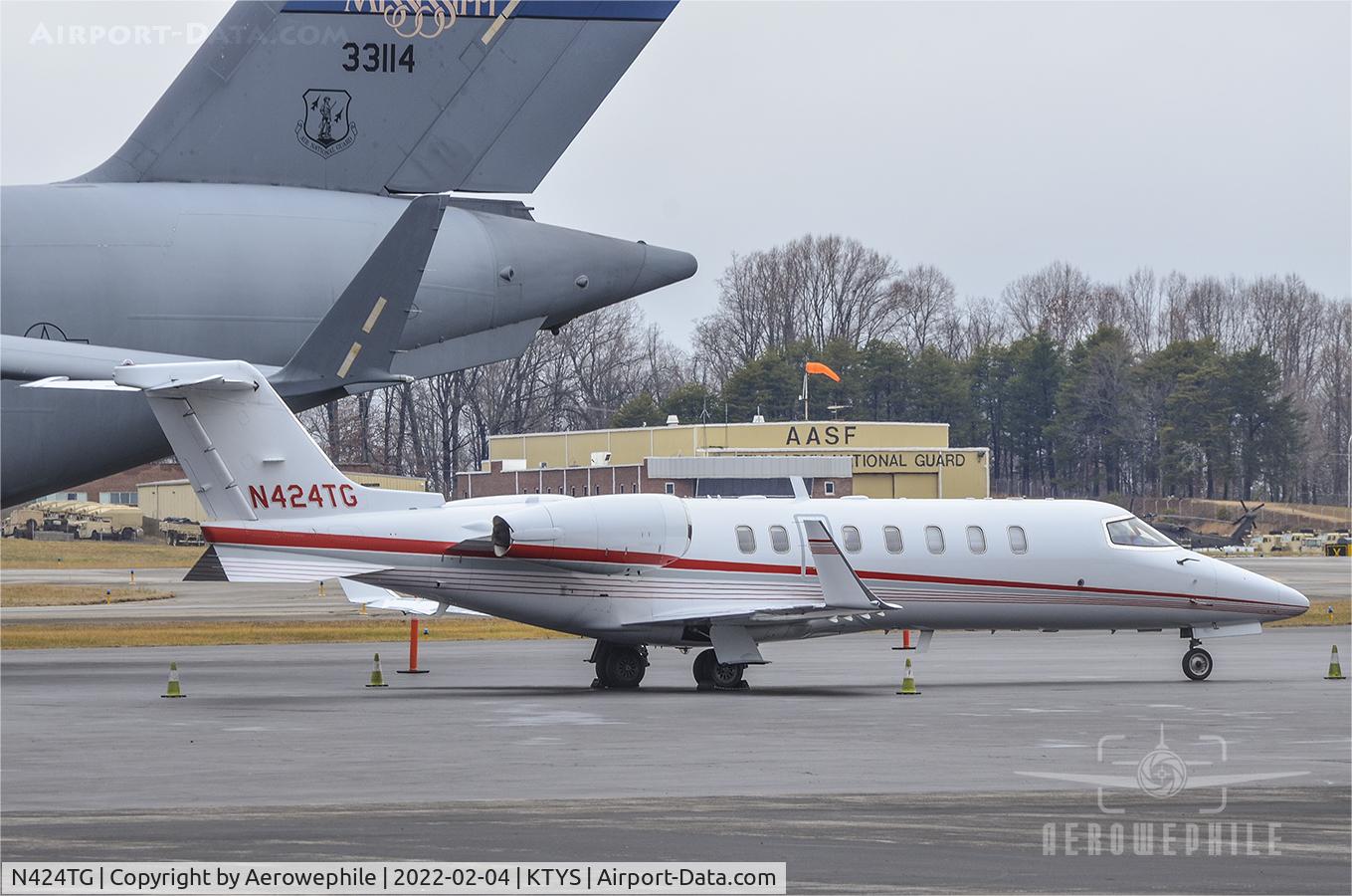 N424TG, 2001 Learjet 45 C/N 169, Parked at Tac Air Ramp at McGhee Tyson Airport (TYS).
