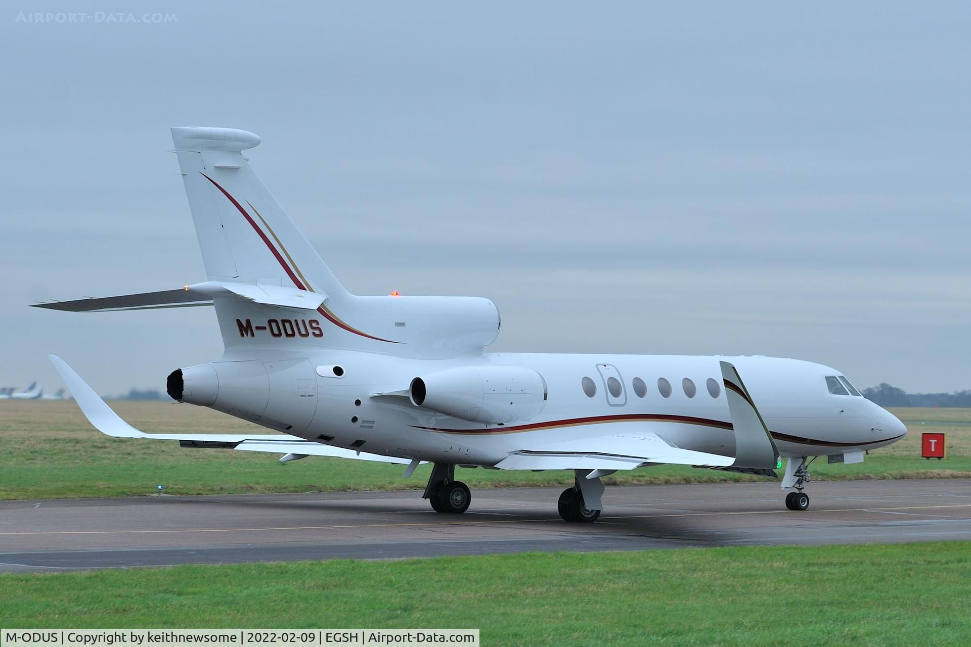 M-ODUS, 2000 Dassault Falcon 50EX C/N 286, Leaving Norwich for Dundee.