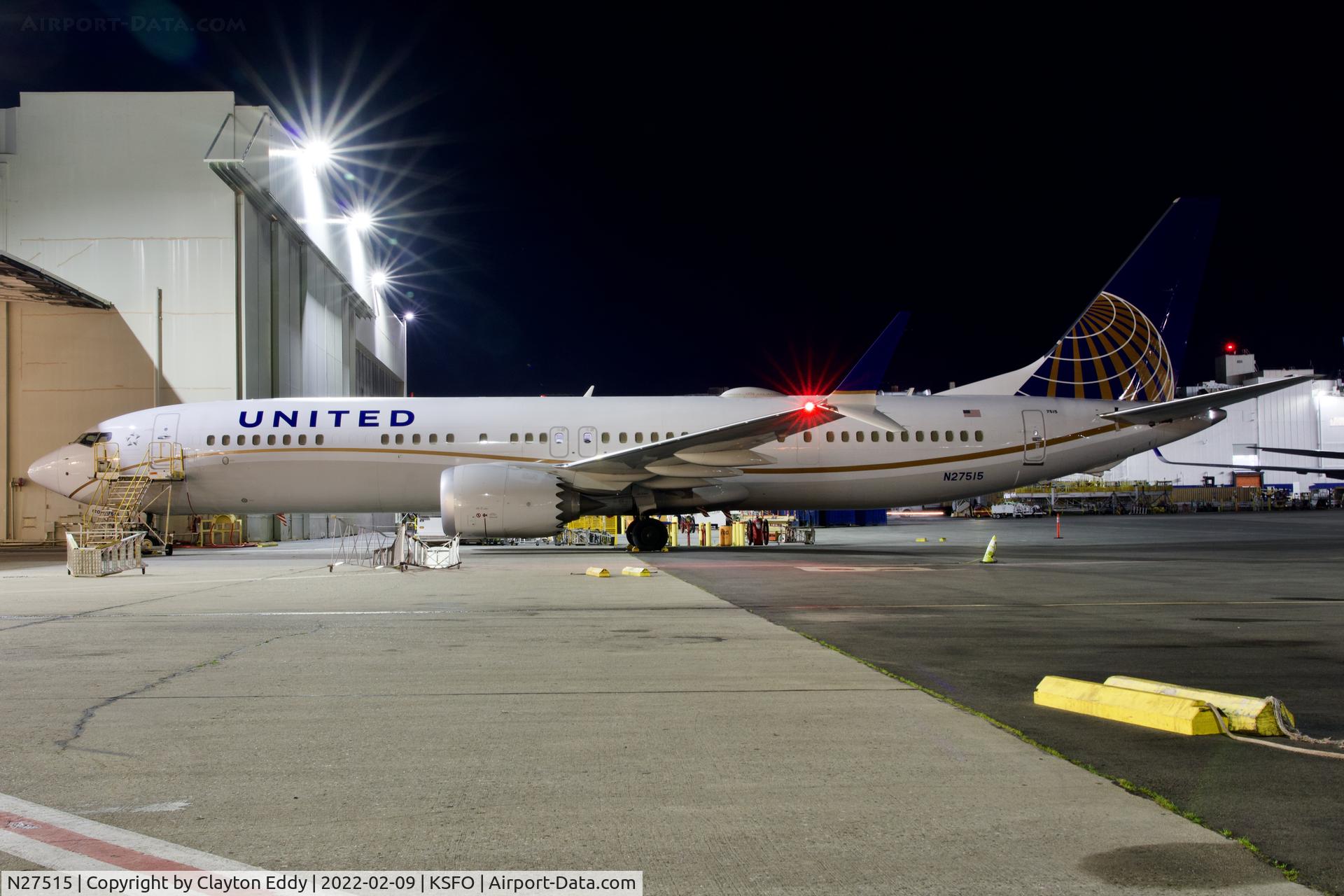 N27515, 2019 Boeing 737-9 MAX C/N 43452, SFO 2022.