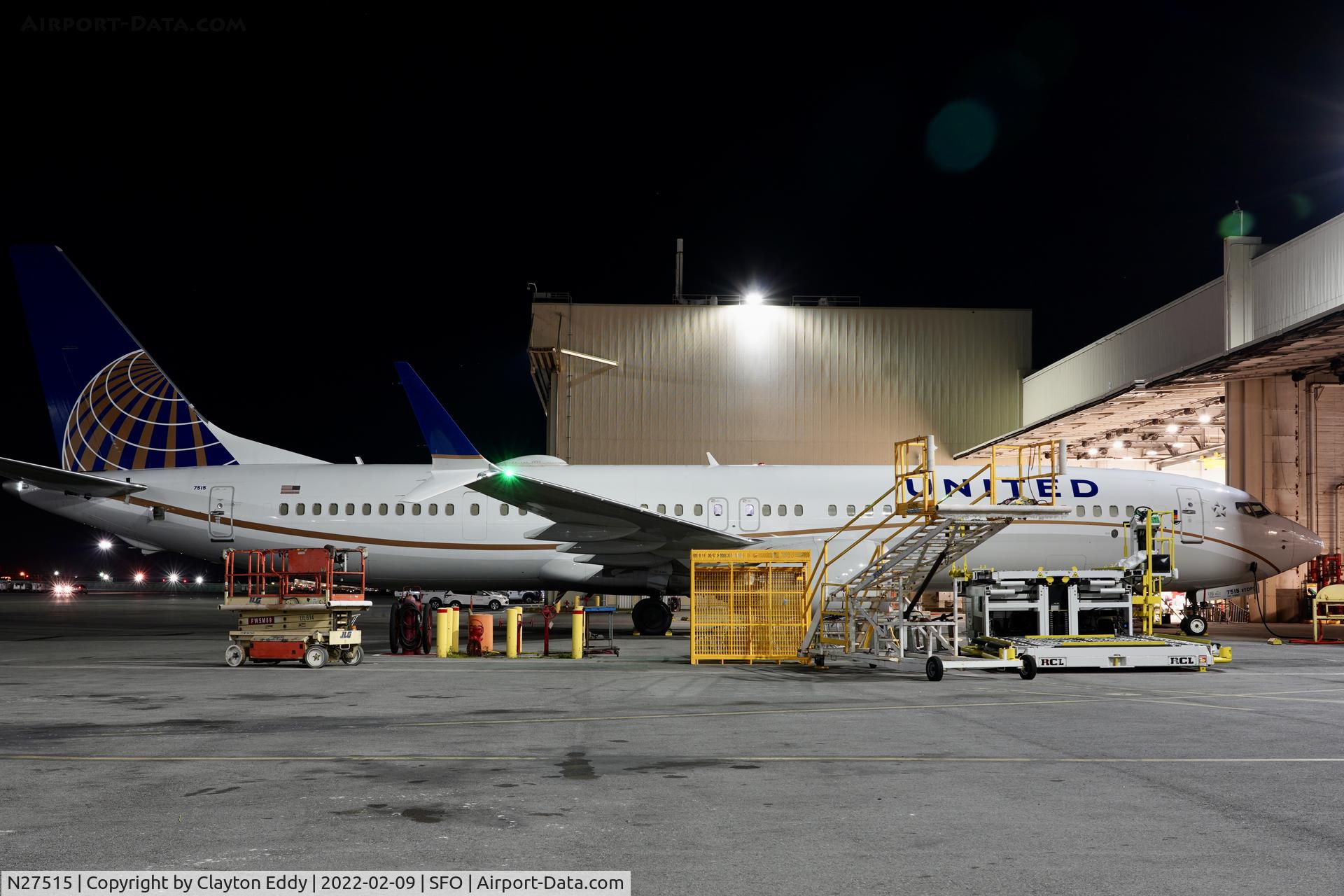 N27515, 2019 Boeing 737-9 MAX C/N 43452, SFO 2022.