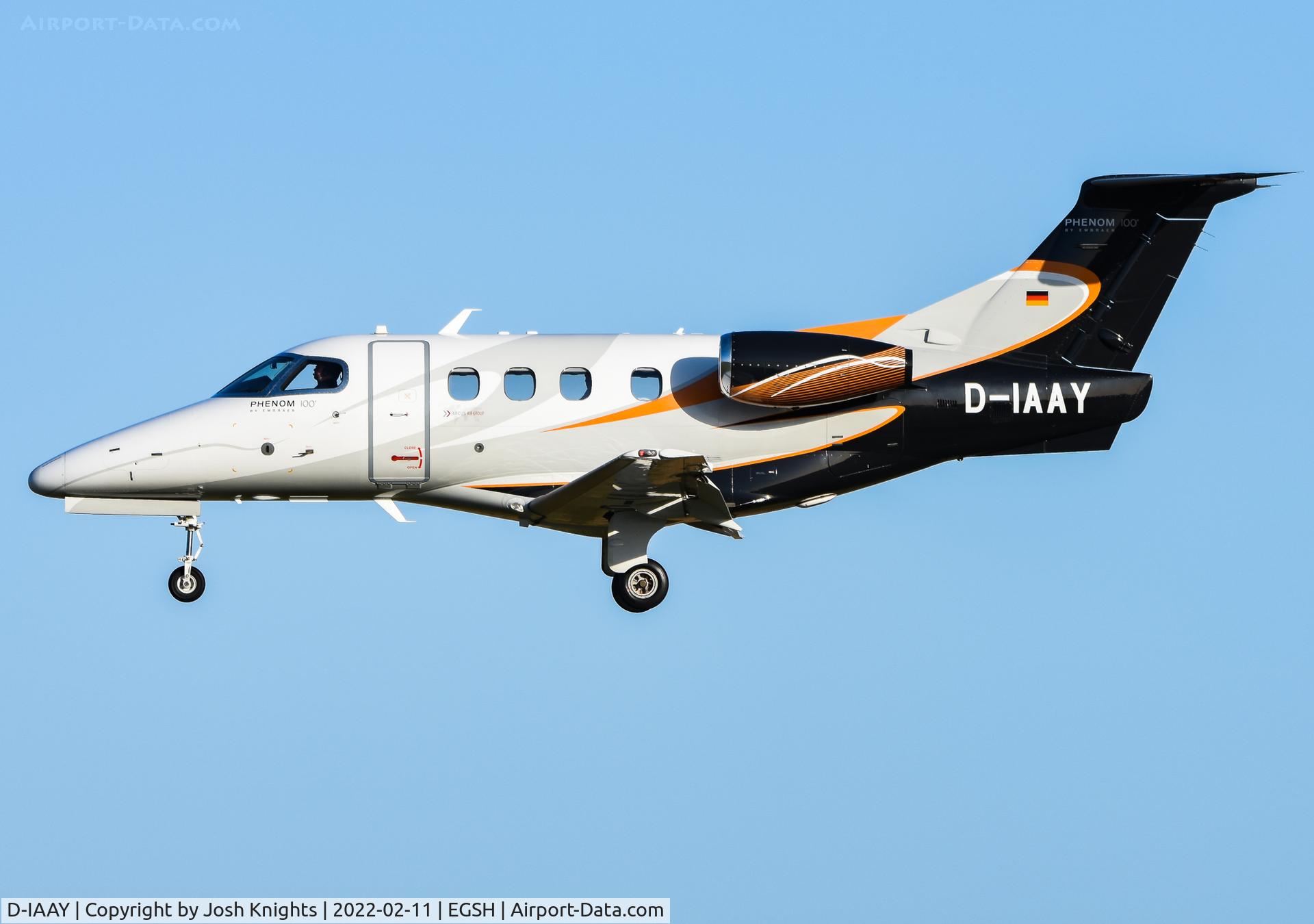 D-IAAY, 2011 Embraer EMB-500 Phenom 100 C/N 50000243, Arriving at Norwich.