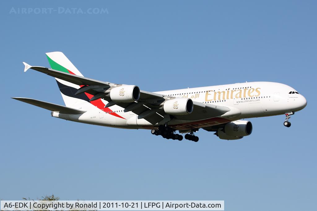 A6-EDK, 2010 Airbus A380-861 C/N 030, at cdg