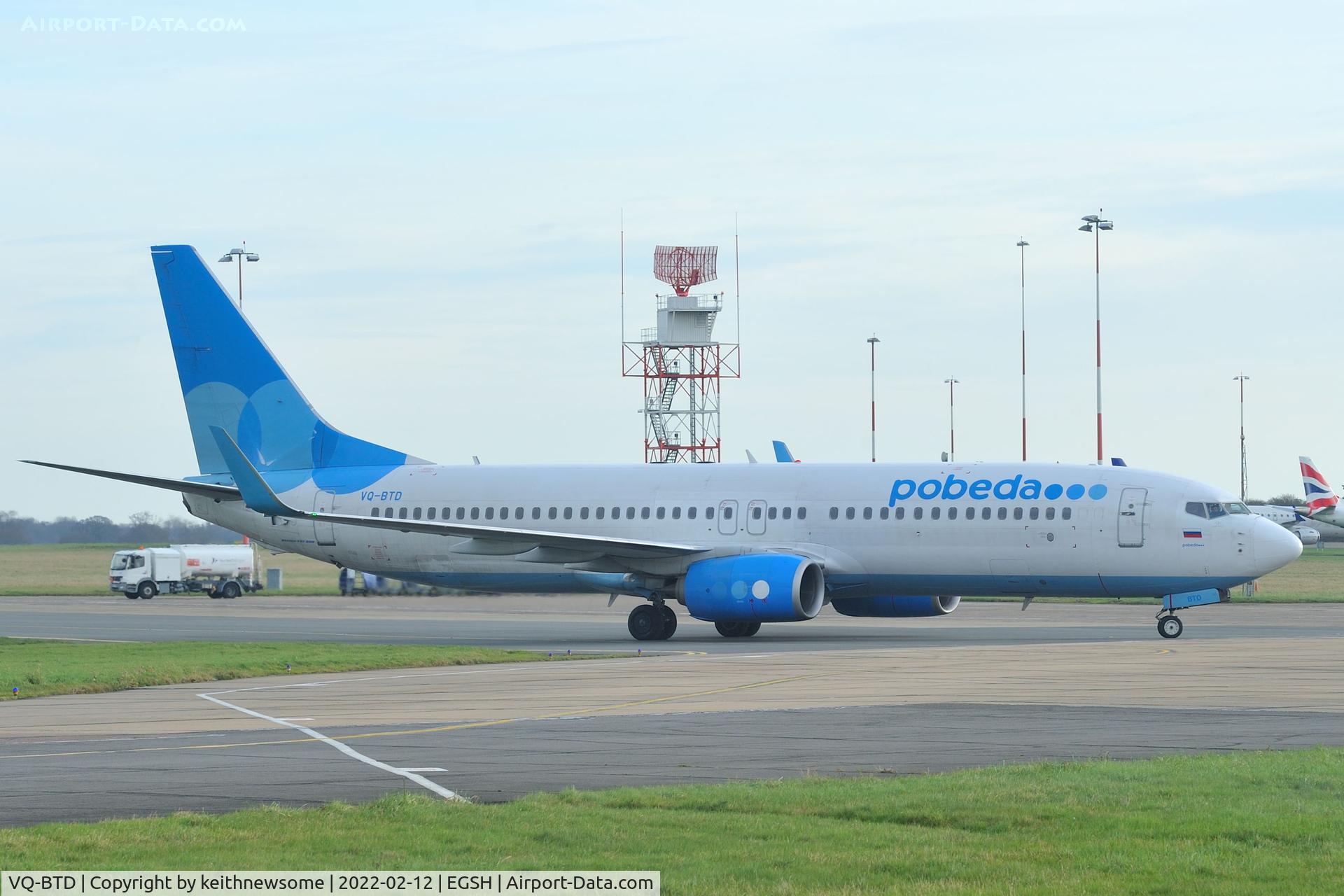 VQ-BTD, 2014 Boeing 737-8MA C/N 43664, Arriving at Norwich from Moscow for paintwork.