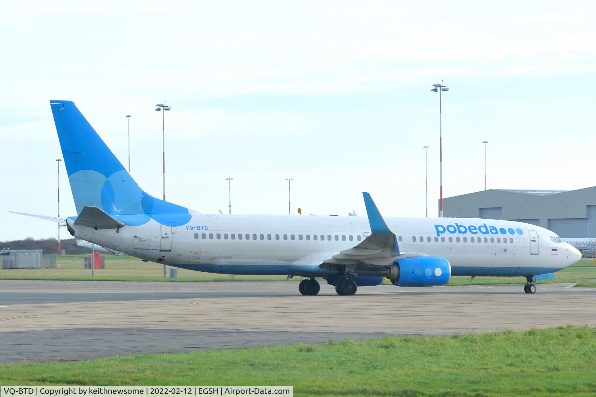 VQ-BTD, 2014 Boeing 737-8MA C/N 43664, Arriving at Norwich from Moscow for paintwork.
