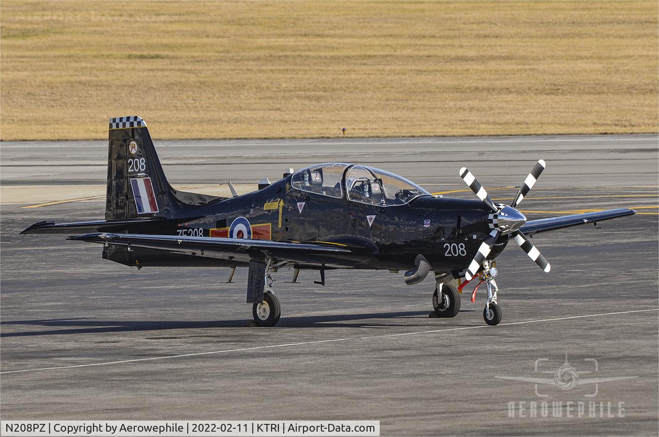 N208PZ, 1989 Short S-312 Tucano T1 C/N S034/T33, Parked at Tri-Cities Aviation, at Tri-Cities Airport.