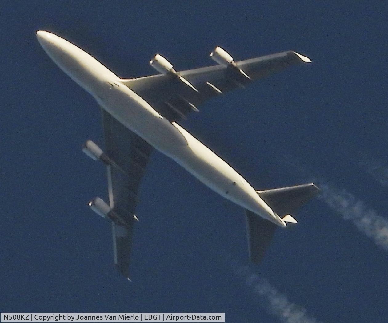 N508KZ, 2008 Boeing 747-4KZF C/N 36135, Cruising over Belgium