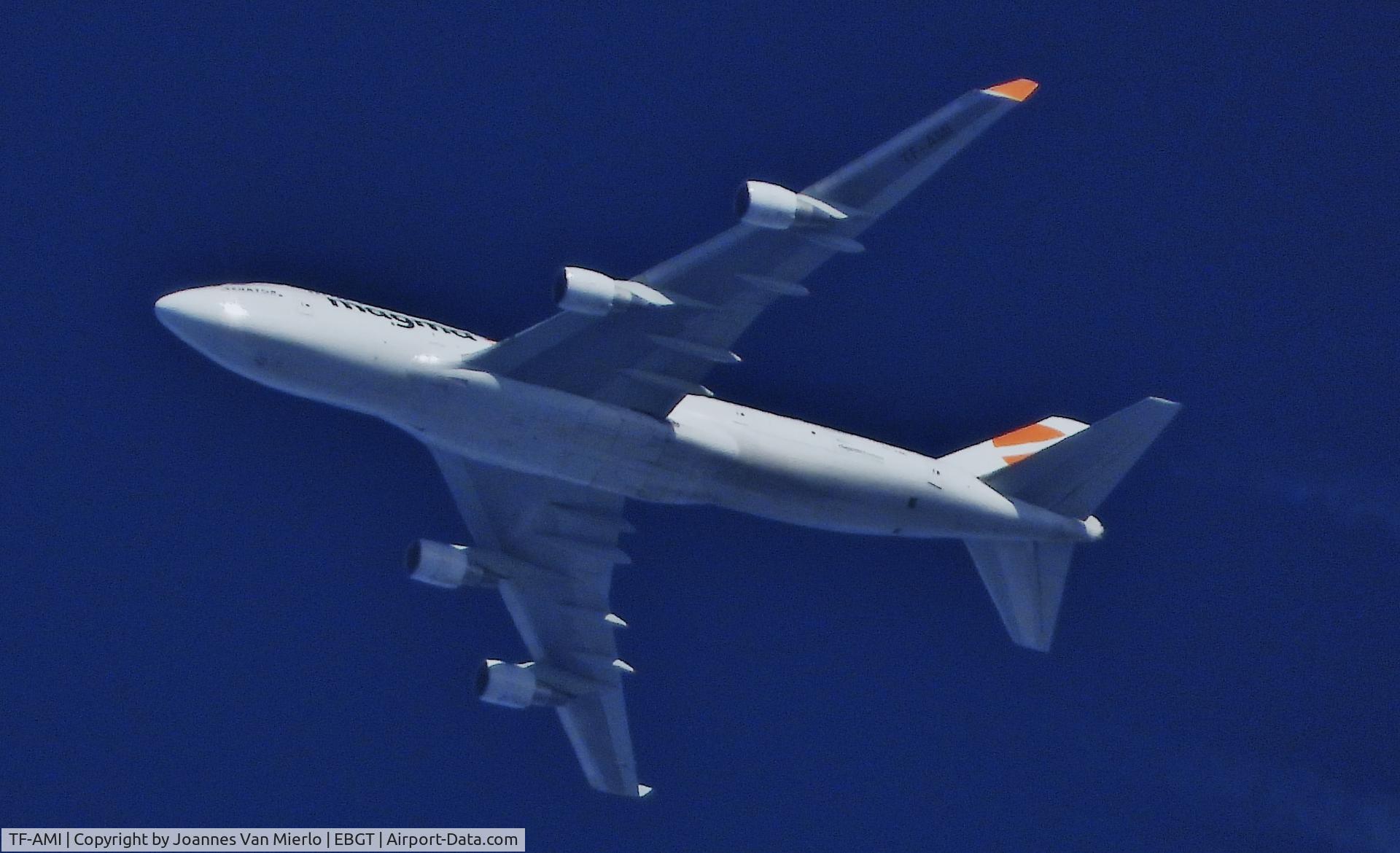 TF-AMI, 1992 Boeing 747-412 C/N 27066, Cruising over Belgium HHN-JFK FLT330